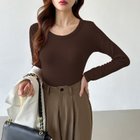 【ココモモ/COCOMOMO】のシンプルで着回し力抜群 ロンT 長袖カットソー ストレッチ インナー 長袖 人気、トレンドファッション・服の通販 founy(ファニー) ファッション Fashion レディースファッション Fashion for Women トップス・カットソー Cut & Sew Tops ロングTシャツ・Tシャツ Longline T-Shirts & Tees カットソー・ベーシックTシャツ Cut-and-Sewn Tops / Stretch Tees & Basics おすすめ Recommended / Our Picks インナー Innerwear カットソー Cut and Sewn Top シンプル Simple, Minimal ジャケット Jacket, Outerwear ストレッチ Stretch, Stretchy Fabric フィット Fit, Slim Fit 羽織 Haori, Light Jacket 長袖 Long Sleeve, Full Sleeve thumbnail ブラウン|ID: prp329100004744135 ipo3291000000034359350