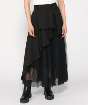【イング/INGNI】の【WEB限定】共ベルト付チュール切替アシメスカート 人気、トレンドファッション・服の通販 founy(ファニー) ファッション Fashion レディースファッション Fashion for Women スカート Skirts ベルト&ウエストマーク Belts & Waist Accessories シアー Sheer, See-Through チュール Tulip, Tulip Motif デニム Denim, Jeans Material ミックス Mix, Mixed Style ロング Long, Long-Length 切替 Switching, Contrast Panel |ID:prp329100004744182