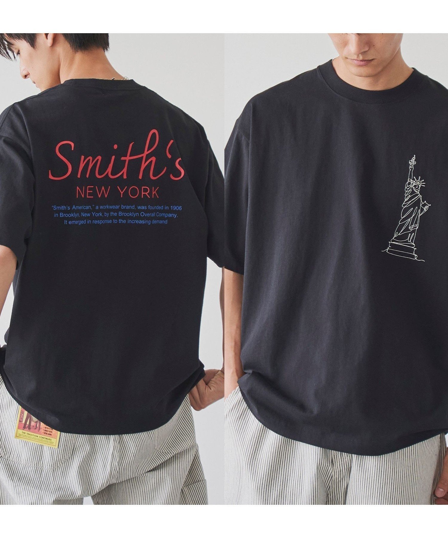 【コーエン/COEN】のSMITH S(スミス)別注NYプリントTシャツ インテリア・キッズ・メンズ・レディースファッション・服の通販 founy(ファニー) 　ファッション　Fashion　レディースファッション　Fashion for Women　トップス・カットソー　Cut & Sew Tops　シャツ・ブラウス・オフィスカジュアル　Elegant Blouses & Button-Ups　ロングTシャツ・Tシャツ　Longline T-Shirts & Tees　グラフィック　Graphic, Graphic Design　シンプル　Simple, Minimal　ドロップ　Drop Shoulder, Dropped Style　人気　Popular, Best Seller　プリント　Print, Printed Pattern　別注　Limited Edition, Custom Order　リラックス　Relax, Relaxed Fit　ルーズ　Loose, Oversized　おすすめ　Recommended / Our Picks　BLACK|ID: prp329100004744190 ipo3291000000034288282