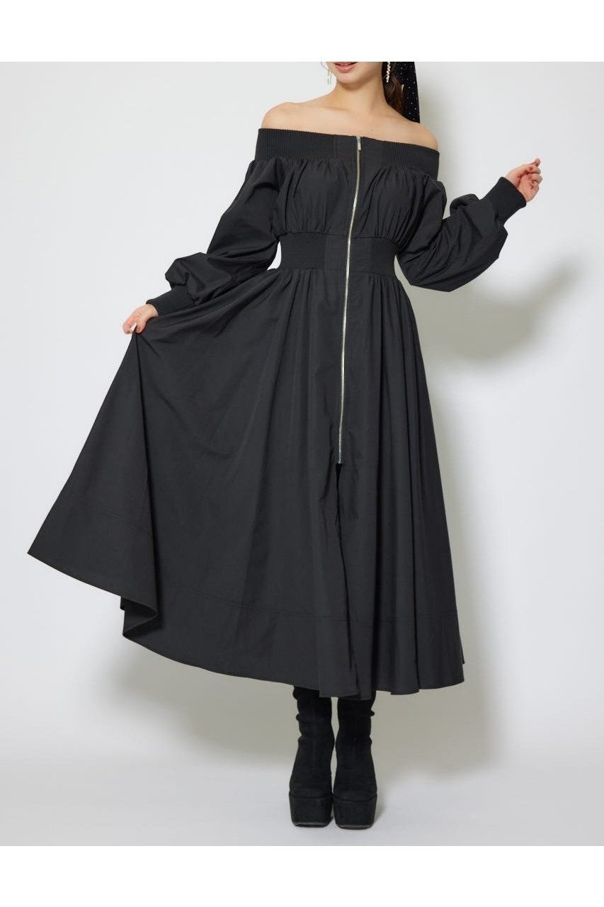 【リエンダ/rienda】のMA-1オフショルロングスリーブワンピース インテリア・キッズ・メンズ・レディースファッション・服の通販 founy(ファニー) 　ファッション　Fashion　レディースファッション　Fashion for Women　アウター　Coat / Outerwear Collection　MA-1ジャケット　MA-1 Bomber Jackets / Flight Jackets　おすすめ　Recommended / Our Picks　スニーカー　Sneakers, Trainers　スリーブ　Sleeve, Long Sleeve / Short Sleeve　ダウン　Down, Puffer　フィット　Fit, Slim Fit　ロング　Long, Long-Length　人気　Popular, Best Seller　再入荷　Restock / Back in Stock　BLK|ID: prp329100004744220 ipo3291000000034600462