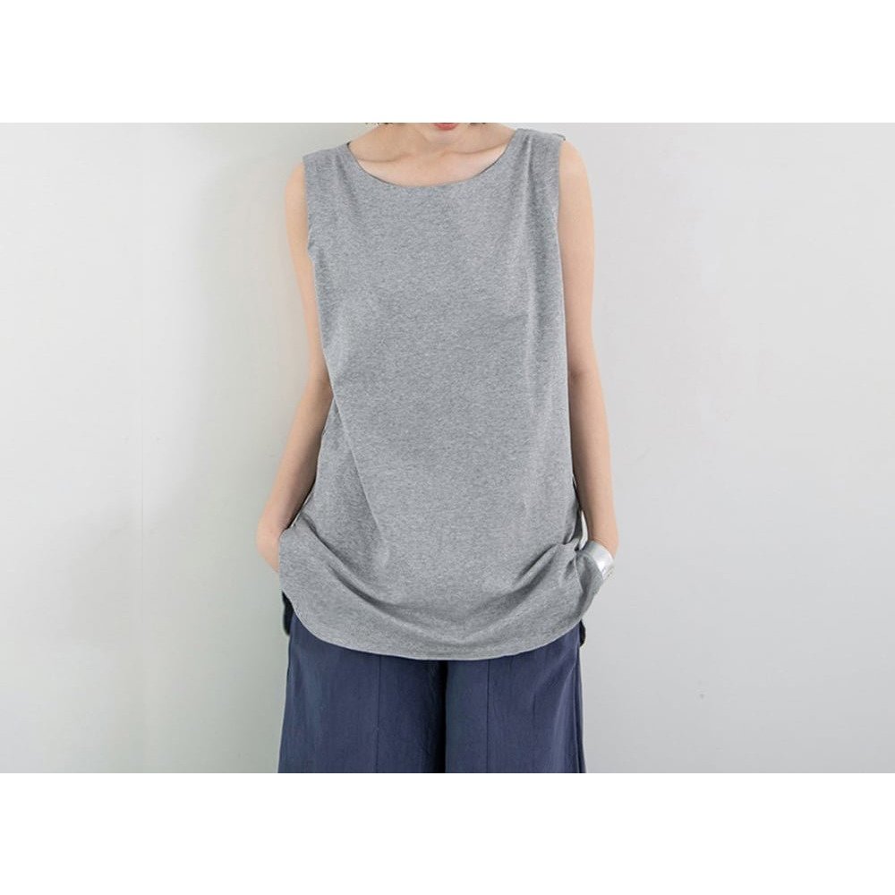 【ミニミニストア/miniministore】のロングタンクトップ サイドスリット 無地 インテリア・キッズ・メンズ・レディースファッション・服の通販 founy(ファニー) 　ファッション　Fashion　レディースファッション　Fashion for Women　インナー　Innerwear　シンプル　Simple, Minimal　スリット　Slit, Slit Detail　タンク　Tank Top, Sleeveless Top　ロング　Long, Long-Length　人気　Popular, Best Seller　冬　Winter / This Winter　夏　Summer　無地　Plain, Solid Color　ライトグレー|ID: prp329100004744232 ipo3291000000034288893