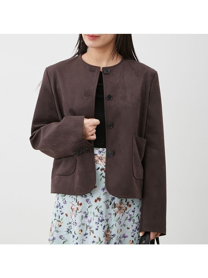 【ミラオーウェン/Mila Owen】のパッチポケットコンパクトスエードジャケット インテリア・キッズ・メンズ・レディースファッション・服の通販 founy(ファニー) 　ファッション　Fashion　レディースファッション　Fashion for Women　アウター　Coat / Outerwear Collection　レディースジャケット・軽アウター　Jackets　秋　Autumn　コンパクト　Compact, Small Size　ジャケット　Jacket, Outerwear　スタイリッシュ　Stylish, Fashionable　スマート　Smart, Elegant　タートルネック　Turtleneck, High Neck　ツイード／ツィード　Choker, Choker Necklace　バランス　Balance, Style Balance　パッチ　Patch, Appliqué　フロント　Front, Front Design　ボックス　Boxy, Box Shape　ポケット　Pocket, Pocket Detail　リアル　Real, Realistic　ワーク　Workwear, Utility Style　エレガント 上品　Elegant　DBRW[059]|ID: prp329100004744432 ipo3291000000034542688