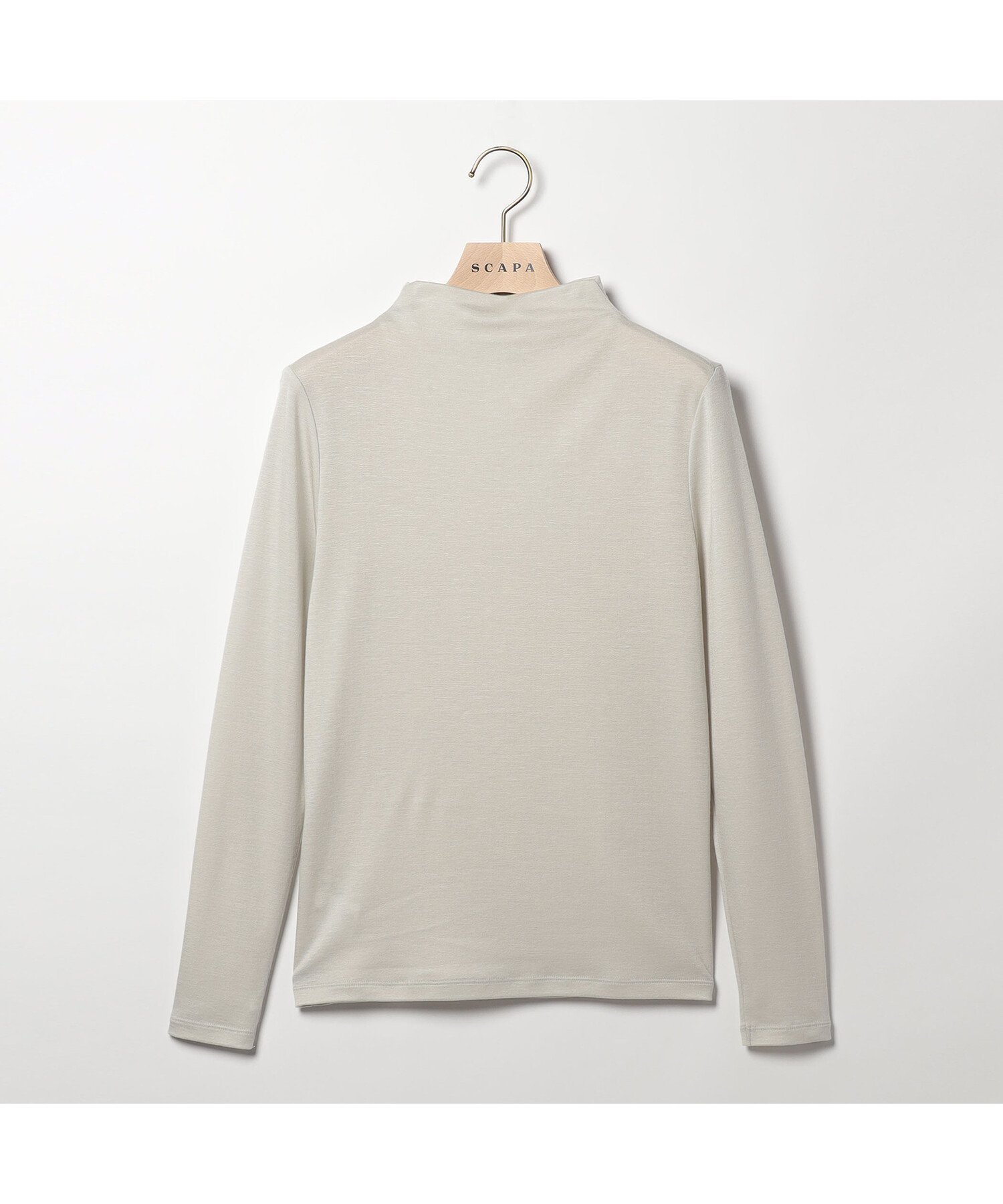 【スキャパ/SCAPA】のブライトジャージ長袖カットソー インテリア・キッズ・メンズ・レディースファッション・服の通販 founy(ファニー)  ファッション Fashion レディースファッション Fashion for Women トップス・カットソー Cut & Sew Tops カットソー・ベーシックTシャツ Cut-and-Sewn Tops / Stretch Tees & Basics なめらか Smooth, Silky Texture カットソー Cut and Sewn Top シンプル Simple, Minimal ジャケット Jacket, Outerwear トレンド Trend, Trending Now ボトム Bottoms, Lower Wear ボトルネック Bottle Neck, Mock Neck 長袖 Long Sleeve, Full Sleeve ベージュ|ID: prp329100004744445 ipo3291000000034382616