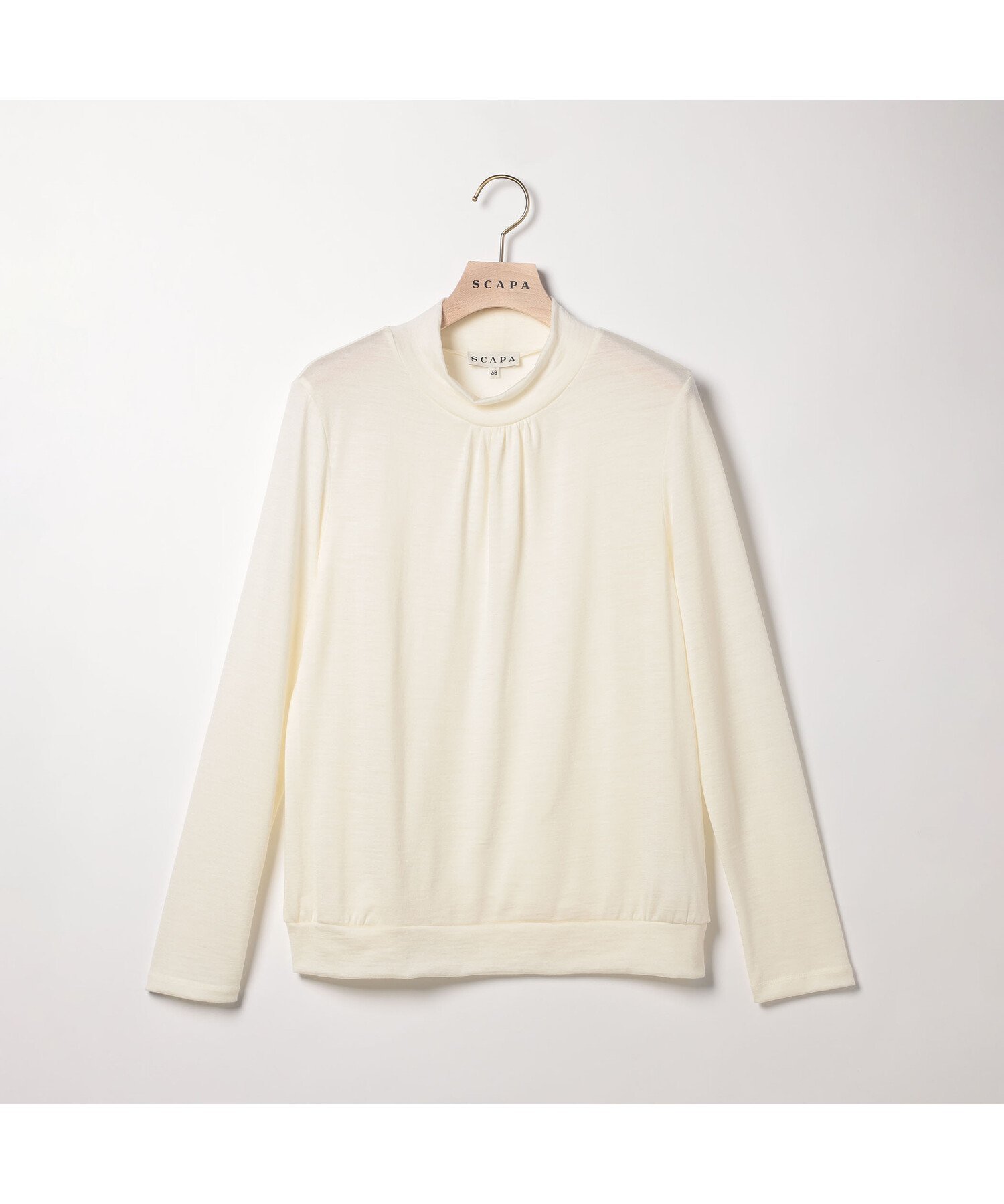 【スキャパ/SCAPA】のバンデーラテンジク長袖カットソー インテリア・キッズ・メンズ・レディースファッション・服の通販 founy(ファニー) 　ファッション　Fashion　レディースファッション　Fashion for Women　トップス・カットソー　Cut & Sew Tops　カットソー・ベーシックTシャツ　Cut-and-Sewn Tops / Stretch Tees & Basics　なめらか　Smooth, Silky Texture　エレガント 上品　Elegant　カットソー　Cut and Sewn Top　シャーリング　Shirring, Ruched　シンプル　Simple, Minimal　ジャケット　Jacket, Outerwear　ボトム　Bottoms, Lower Wear　長袖　Long Sleeve, Full Sleeve　ホワイト|ID: prp329100004744446 ipo3291000000034292120