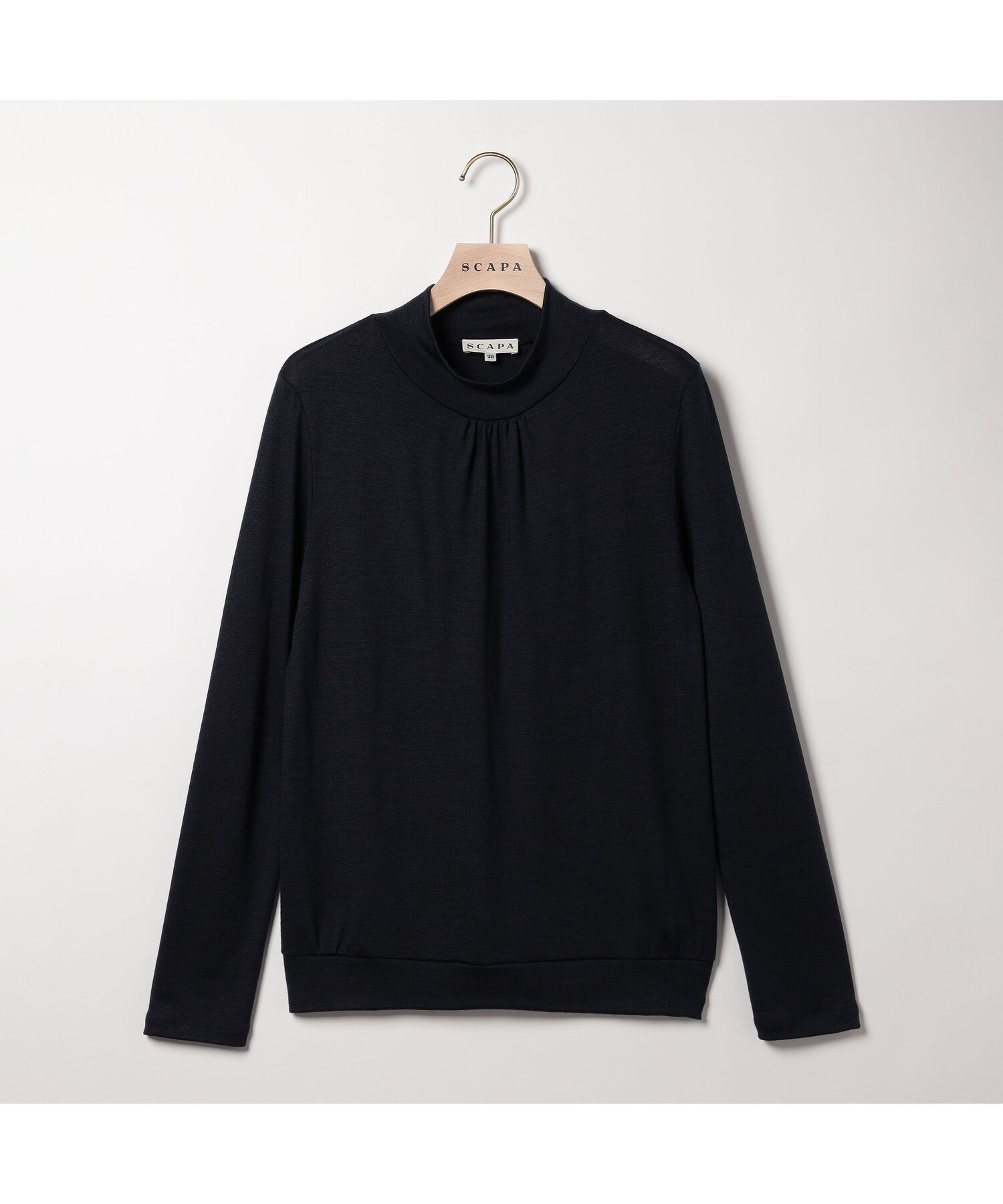 【スキャパ/SCAPA】のバンデーラテンジク長袖カットソー インテリア・キッズ・メンズ・レディースファッション・服の通販 founy(ファニー) 　ファッション　Fashion　レディースファッション　Fashion for Women　トップス・カットソー　Cut & Sew Tops　カットソー・ベーシックTシャツ　Cut-and-Sewn Tops / Stretch Tees & Basics　なめらか　Smooth, Silky Texture　エレガント 上品　Elegant　カットソー　Cut and Sewn Top　シャーリング　Shirring, Ruched　シンプル　Simple, Minimal　ジャケット　Jacket, Outerwear　ボトム　Bottoms, Lower Wear　長袖　Long Sleeve, Full Sleeve　ネイビー|ID: prp329100004744446 ipo3291000000034292123