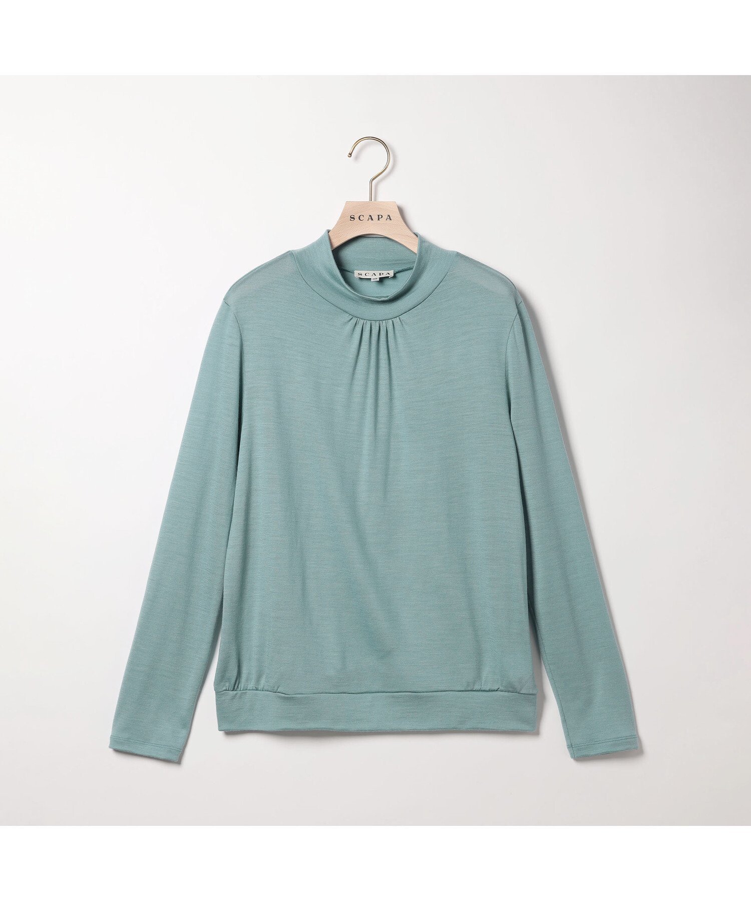 【スキャパ/SCAPA】のバンデーラテンジク長袖カットソー インテリア・キッズ・メンズ・レディースファッション・服の通販 founy(ファニー) 　ファッション　Fashion　レディースファッション　Fashion for Women　トップス・カットソー　Cut & Sew Tops　カットソー・ベーシックTシャツ　Cut-and-Sewn Tops / Stretch Tees & Basics　なめらか　Smooth, Silky Texture　エレガント 上品　Elegant　カットソー　Cut and Sewn Top　シャーリング　Shirring, Ruched　シンプル　Simple, Minimal　ジャケット　Jacket, Outerwear　ボトム　Bottoms, Lower Wear　長袖　Long Sleeve, Full Sleeve　グリーン|ID: prp329100004744446 ipo3291000000034292127