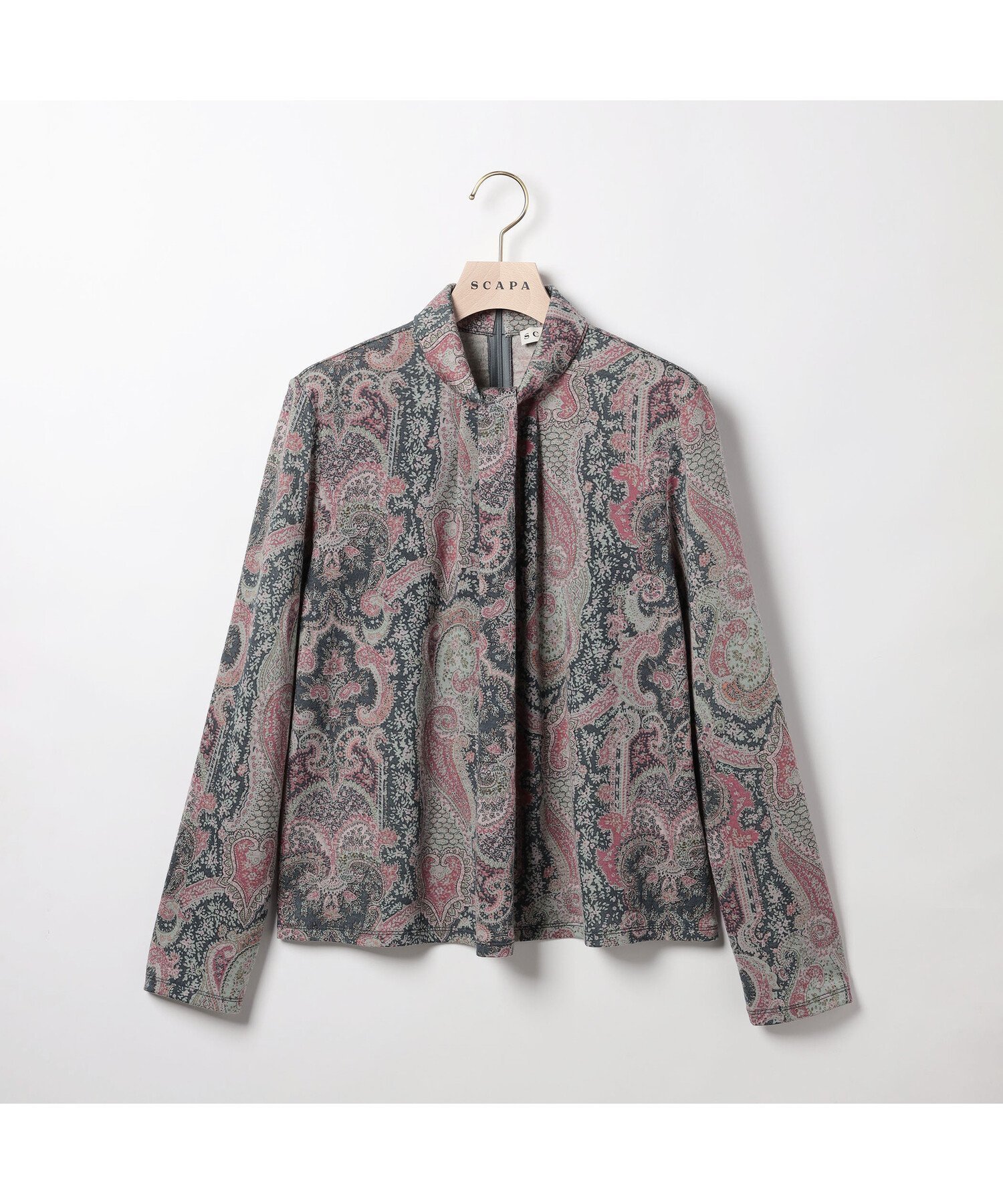 【スキャパ/SCAPA】のウ ゙ィンテージジャージカットソー インテリア・キッズ・メンズ・レディースファッション・服の通販 founy(ファニー) 　ファッション　Fashion　レディースファッション　Fashion for Women　トップス・カットソー　Cut & Sew Tops　カットソー・ベーシックTシャツ　Cut-and-Sewn Tops / Stretch Tees & Basics　おすすめ　Recommended / Our Picks　エレガント 上品　Elegant　オリエンタル　Oriental Pattern　カットソー　Cut and Sewn Top　ジャケット　Jacket, Outerwear　バランス　Balance, Style Balance　ペイズリー　Paisley, Ethnic Pattern　グリーン|ID: prp329100004744448 ipo3291000000034292134