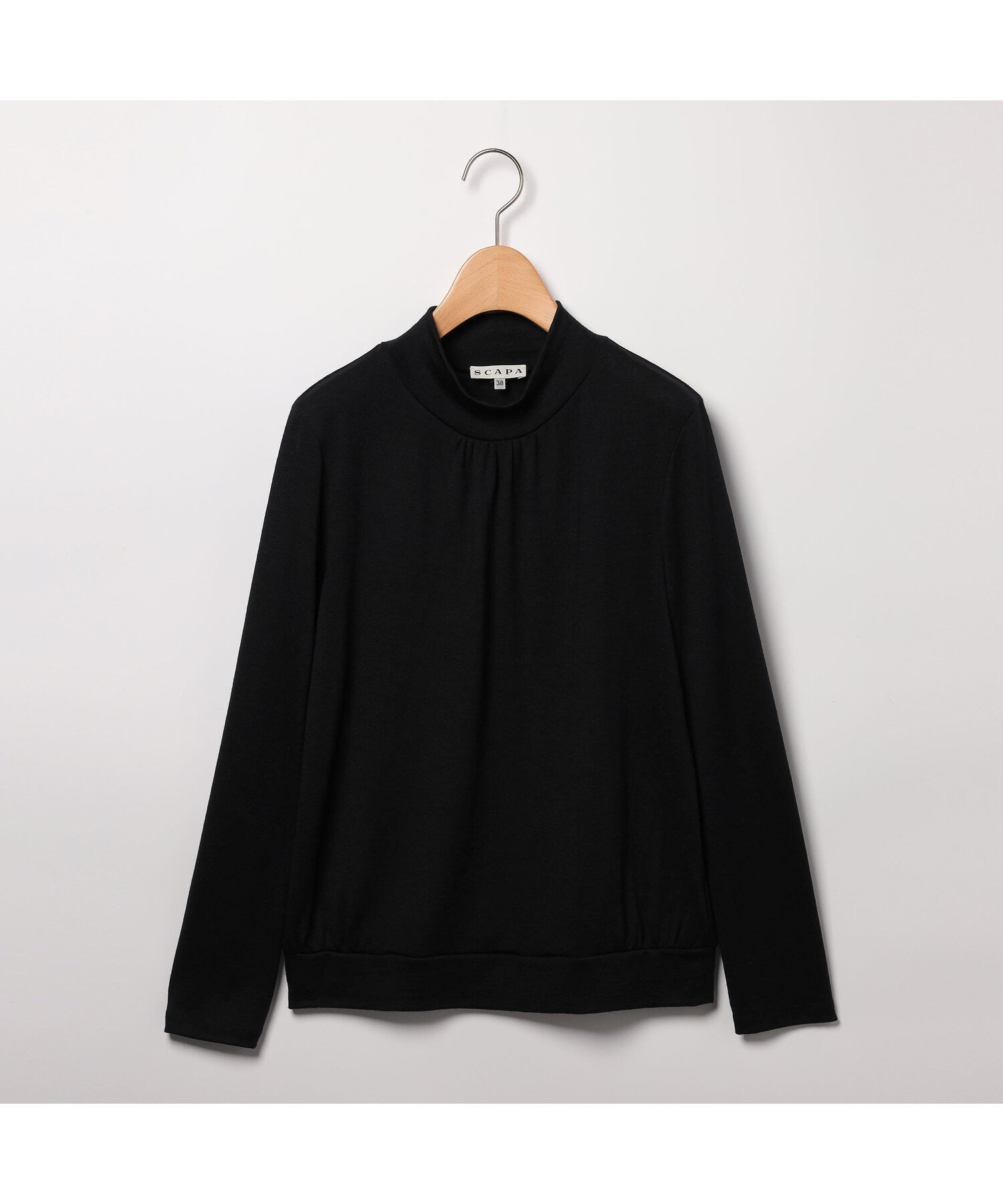 【スキャパ/SCAPA】のバンデーラテンジクカットソー インテリア・キッズ・メンズ・レディースファッション・服の通販 founy(ファニー) 　ファッション　Fashion　レディースファッション　Fashion for Women　トップス・カットソー　Cut & Sew Tops　カットソー・ベーシックTシャツ　Cut-and-Sewn Tops / Stretch Tees & Basics　インナー　Innerwear　シンプル　Simple, Minimal　ジャケット　Jacket, Outerwear　ボトム　Bottoms, Lower Wear　エレガント 上品　Elegant　無地　Plain, Solid Color　ブラック|ID: prp329100004744452 ipo3291000000034292199