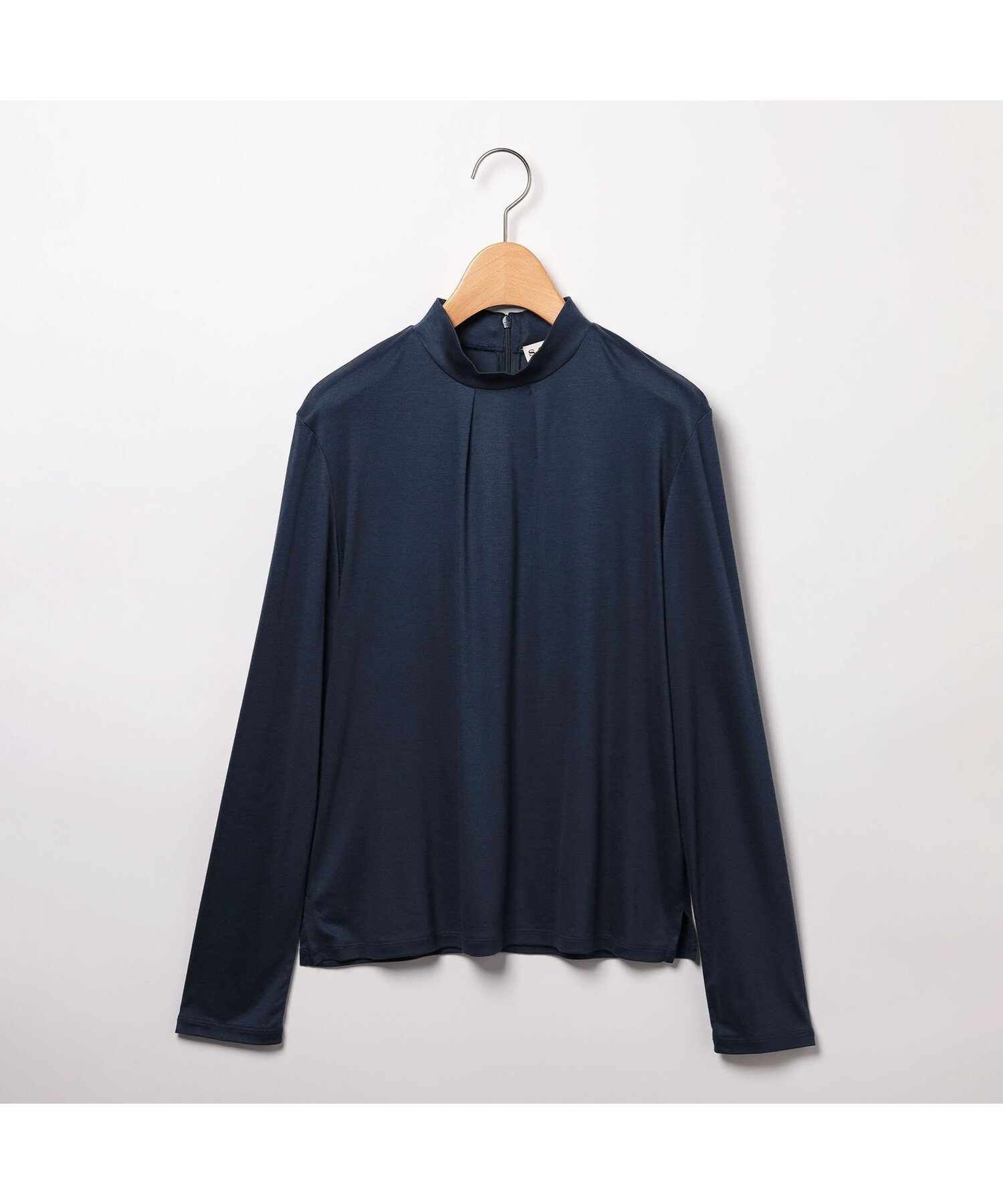 【スキャパ/SCAPA】のシルキースムースカットソー インテリア・キッズ・メンズ・レディースファッション・服の通販 founy(ファニー)  ファッション Fashion レディースファッション Fashion for Women トップス・カットソー Cut & Sew Tops カットソー・ベーシックTシャツ Cut-and-Sewn Tops / Stretch Tees & Basics エレガント 上品 Elegant カットソー Cut and Sewn Top コンパクト Compact, Small Size シルク Silk, 100% Silk シンプル Simple, Minimal スタンド Stand Collar, Upright Stand ボトム Bottoms, Lower Wear 長袖 Long Sleeve, Full Sleeve ネイビー|ID: prp329100004744454 ipo3291000000034292211