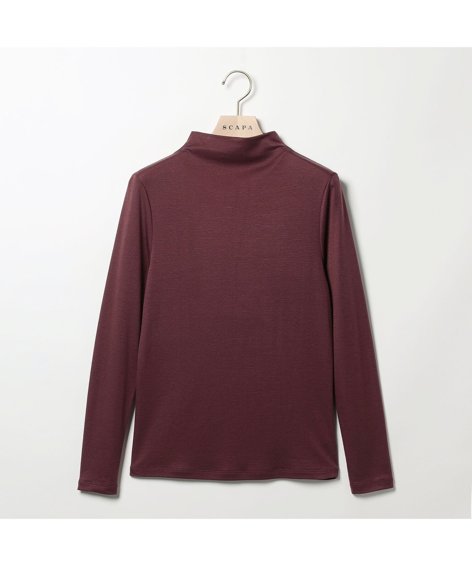 【スキャパ/SCAPA】のブライトジャージ長袖カットソー インテリア・キッズ・メンズ・レディースファッション・服の通販 founy(ファニー) 　ファッション　Fashion　レディースファッション　Fashion for Women　トップス・カットソー　Cut & Sew Tops　カットソー・ベーシックTシャツ　Cut-and-Sewn Tops / Stretch Tees & Basics　なめらか　Smooth, Silky Texture　カットソー　Cut and Sewn Top　シンプル　Simple, Minimal　ジャケット　Jacket, Outerwear　トレンド　Trend, Trending Now　ボトム　Bottoms, Lower Wear　ボトルネック　Bottle Neck, Mock Neck　長袖　Long Sleeve, Full Sleeve　レッド|ID: prp329100004744461 ipo3291000000034292265