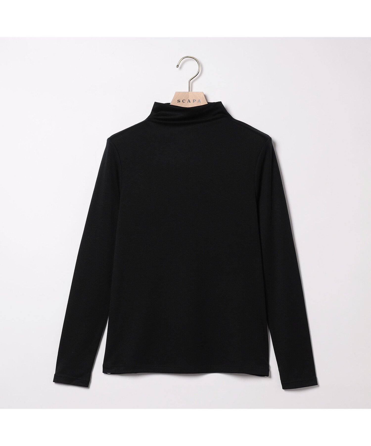 【スキャパ/SCAPA】のブライトジャージ長袖カットソー インテリア・キッズ・メンズ・レディースファッション・服の通販 founy(ファニー) 　ファッション　Fashion　レディースファッション　Fashion for Women　トップス・カットソー　Cut & Sew Tops　カットソー・ベーシックTシャツ　Cut-and-Sewn Tops / Stretch Tees & Basics　なめらか　Smooth, Silky Texture　カットソー　Cut and Sewn Top　シンプル　Simple, Minimal　ジャケット　Jacket, Outerwear　トレンド　Trend, Trending Now　ボトム　Bottoms, Lower Wear　ボトルネック　Bottle Neck, Mock Neck　長袖　Long Sleeve, Full Sleeve　ブラック|ID: prp329100004744461 ipo3291000000034292268