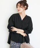 【ルクールブラン/le.coeur blanc】の《手洗い可能》エアータンブラーノーカラーブラウス ブラック|ID: prp329100004744492 ipo3291000000034292662