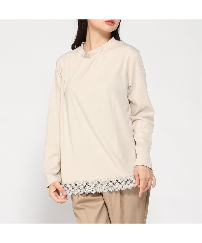 【クロコダイル/CROCODILE】のレース裾 ハイネック プルオーバー インテリア・キッズ・メンズ・レディースファッション・服の通販 founy(ファニー) https://founy.com/ ファッション Fashion レディースファッション Fashion for Women トップス・カットソー Cut & Sew Tops カジュアルプルオーバー・ニットトップス Pullovers & Knit Tops / Casual Pullovers シンプル Simple, Minimal ハイネック High Neck, Mock Neck レース Lace, Lace Fabric エレガント 上品 Elegant |ID: prp329100004744815 ipo3291000000034296845