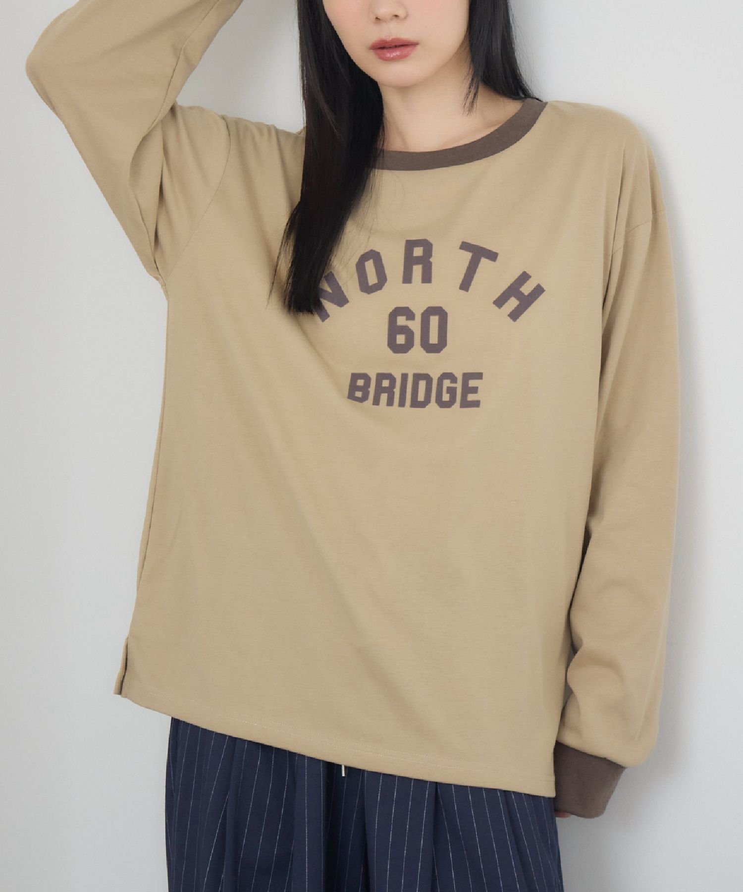 【レトロガール/RETRO GIRL】のリンガーロンTEE インテリア・キッズ・メンズ・レディースファッション・服の通販 founy(ファニー) ファッション Fashion レディースファッション Fashion for Women トップス・カットソー Cut & Sew Tops ロングTシャツ・Tシャツ Longline T-Shirts & Tees おすすめ Recommended / Our Picks アウトドア Outdoor Clothing シンプル Simple, Minimal デニム Denim, Jeans Material トレンド Trend, Trending Now ベーシック Basic, Essential 夏 Summer 長袖 Long Sleeve, Full Sleeve ベージュ|ID: prp329100004744854 ipo3291000000034467643