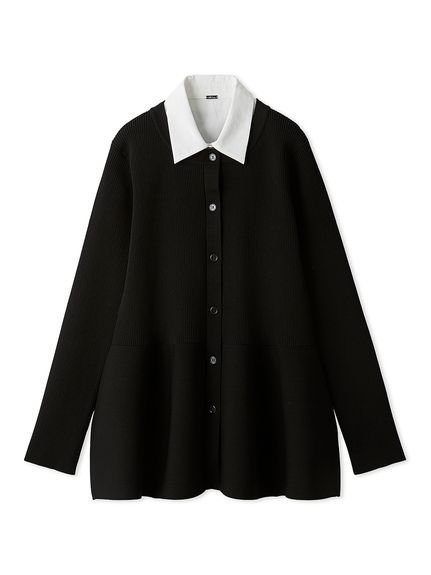 【ミラオーウェン/Mila Owen】の2way襟付きペプラムニットトップス インテリア・キッズ・メンズ・レディースファッション・服の通販 founy(ファニー) 　ファッション　Fashion　レディースファッション　Fashion for Women　トップス・カットソー　Cut & Sew Tops　ニット　Knit Tops & Sweaters　エレガント 上品　Elegant　オケージョン　Occasion Wear　カーディガン　Cardigan, Knitwear　スマート　Smart, Elegant　人気　Popular, Best Seller　フロント　Front, Front Design　ペプラム　Peplum, Flared Hem　モノトーン　Monotone, Black and White　BLK[009]|ID: prp329100004744894 ipo3291000000034298101