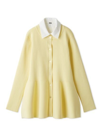 【ミラオーウェン/Mila Owen】の2way襟付きペプラムニットトップス インテリア・キッズ・メンズ・レディースファッション・服の通販 founy(ファニー) 　ファッション　Fashion　レディースファッション　Fashion for Women　トップス・カットソー　Cut & Sew Tops　ニット　Knit Tops & Sweaters　エレガント 上品　Elegant　オケージョン　Occasion Wear　カーディガン　Cardigan, Knitwear　スマート　Smart, Elegant　人気　Popular, Best Seller　フロント　Front, Front Design　ペプラム　Peplum, Flared Hem　モノトーン　Monotone, Black and White　YEL[032]|ID: prp329100004744894 ipo3291000000034298102