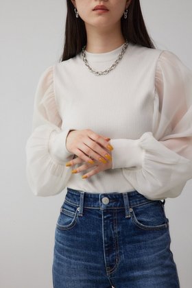 【アズール バイ マウジー/AZUL by moussy】の袖シアー長袖リブトップス 人気、トレンドファッション・服の通販 founy(ファニー) ファッション Fashion レディースファッション Fashion for Women トップス・カットソー Cut & Sew Tops 2024年 2024 2024-2025秋冬・A/W Autumn/Winter 2024–25 AW24–25 おすすめ Recommended / Our Picks インナー Innerwear オーガンジー Organza Fabric シアー Sheer, See-Through トレンド Trend, Trending Now バランス Balance, Style Balance ワイド Wide, Wide Fit 定番 Standard, Basic Item A/W・秋冬 Autumn/Winter 長袖 Long Sleeve, Full Sleeve |ID:prp329100004744960