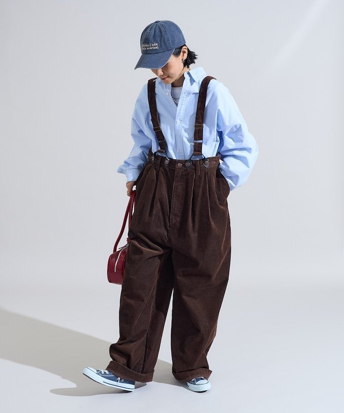 【フリークスストア/FREAK'S STORE】の別注 コーデュロイ サスペンダー付き ビッグ2タックパンツ 25AW インテリア・キッズ・メンズ・レディースファッション・服の通販 founy(ファニー) 　ファッション　Fashion　レディースファッション　Fashion for Women　パンツ　Pants & Trousers　2025年　2025　2025-2026秋冬・A/W　Autumn/Winter 2025–26 AW25–26　冬　Winter / This Winter　コーデュロイ　Corduroy, Cord Fabric　サスペンダー　Suspenders, Braces　スペシャル　Special, Limited Edition　ビッグ　Big, Oversized　メンズ　Men's, Menswear　ワーク　Workwear, Utility Style　別注　Limited Edition, Custom Order　A/W・秋冬　Autumn/Winter　ブラウン|ID: prp329100004744970 ipo3291000000034299289