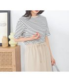 【アー ヴェー ヴェー/a.v.v】の【接触冷感/UVカット/コットン100%/10色展開】ロールアップハーフスリーブTシャツ アイボリー(ボーダー)|ID: prp329100004745007 ipo3291000000034713095