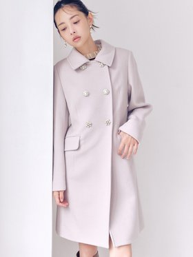【リリーブラウン/Lily Brown】の【オフィシャル・MASHアプリ限定カラー】 L.B CANDY STOCK ダブルビジューミディコート 人気、トレンドファッション・服の通販 founy(ファニー) ファッション Fashion レディースファッション Fashion for Women アウター Coat / Outerwear Collection コート・ロングコート・ピーコート Long Coats, Peacoats & More エレガント 上品 Elegant コンパクト Compact, Small Size シンプル Simple, Minimal スマート Smart, Elegant ビジュー Bijou, Jewel-like Accent |ID:prp329100004745030