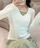 【アイモハ/aimoha】のaimoha -select-/Vネック長袖リブトップス ホワイト|ID: prp329100004745033 ipo3291000000034300024