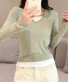 【アイモハ/aimoha】のaimoha -select-/Vネック長袖リブトップス グリーン|ID: prp329100004745033 ipo3291000000034300033
