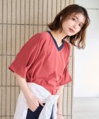 【スタディオ クリップ/studio CLIP】の【WEB/一部店舗限定商品】USAコットンダーツスリーブリンガーVネックT レッド×ネイビー30|ID: prp329100004745036 ipo3291000000034300058