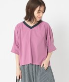 【スタディオ クリップ/studio CLIP】の【WEB/一部店舗限定商品】USAコットンダーツスリーブリンガーVネックT パープル×ネイビー90|ID: prp329100004745036 ipo3291000000034300062