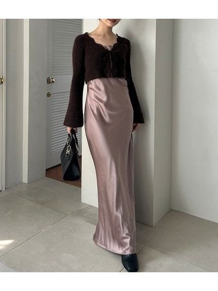 【スナイデル/SNIDEL】のキャミワンピースモヘアカーディガンセット インテリア・キッズ・メンズ・レディースファッション・服の通販 founy(ファニー) 　ファッション　Fashion　レディースファッション　Fashion for Women　ワンピース　Dresses　キャミソールワンピース　Camisole Dresses　ウェーブ　Wavy Pattern　エレガント 上品　Elegant　カーディガン　Cardigan, Knitwear　キャミワンピース　Cami Dress, Slip Dress　クロップド　Cropped, Short Length　サテン　Satin, Glossy Fabric　シンプル　Simple, Minimal　スリーブ　Sleeve, Long Sleeve / Short Sleeve　トリミング　Trimming, Decorative Edge　トレンド　Trend, Trending Now　フィット　Fit, Slim Fit　フェミニン　Feminine, Girly　フレア　Flare, Flared　フロント　Front, Front Design　ベビー　Baby, Babywear　ラップ　Wrap, Wrap Design　リブニット　Rib Knit, Ribbed Knit　レース　Lace, Lace Fabric　ロング　Long, Long-Length　おすすめ　Recommended / Our Picks　MOC[056]|ID: prp329100004745085 ipo3291000000034300574