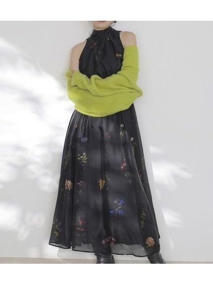 【スナイデル/SNIDEL】のSustainableフラワーモチーフワンピース×ボレロセット インテリア・キッズ・メンズ・レディースファッション・服の通販 founy(ファニー) 　ファッション　Fashion　レディースファッション　Fashion for Women　アウター　Coat / Outerwear Collection　ボレロ・ショート丈ジャケット / ドレス羽織りに　Boleros & Short Jackets　ウェーブ　Wavy Pattern　エレガント 上品　Elegant　今季　This Season, Current Season　シルク　Silk, 100% Silk　シンプル　Simple, Minimal　スマート　Smart, Elegant　トレンド　Trend, Trending Now　フラワー　Flower, Floral　フロント　Front, Front Design　ボレロ　Bolero, Short Cardigan　モチーフ　Motif, Design Theme　リボン　Ribbon, Bow　ループ　Loop, Loop Knit　ロング　Long, Long-Length　おすすめ　Recommended / Our Picks　BLK[009]|ID: prp329100004745088 ipo3291000000034300588