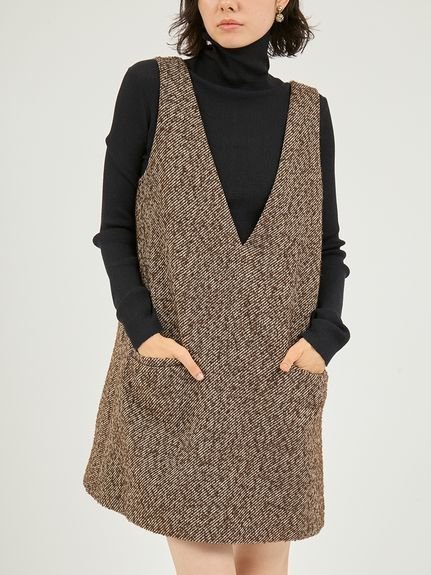 【エミ/emmi】のミニジャンパースカート インテリア・キッズ・メンズ・レディースファッション・服の通販 founy(ファニー) 　ファッション　Fashion　レディースファッション　Fashion for Women　スカート　Skirts　クラッシュ　Distressed, Crashed Style　スマート　Smart, Elegant　タイツ　Tights, Legwear　ツイード　Twill, Twill Weave　トレンド　Trend, Trending Now　ミックス　Mix, Mixed Style　今季　This Season, Current Season　BRW[058]|ID: prp329100004745094 ipo3291000000034300629