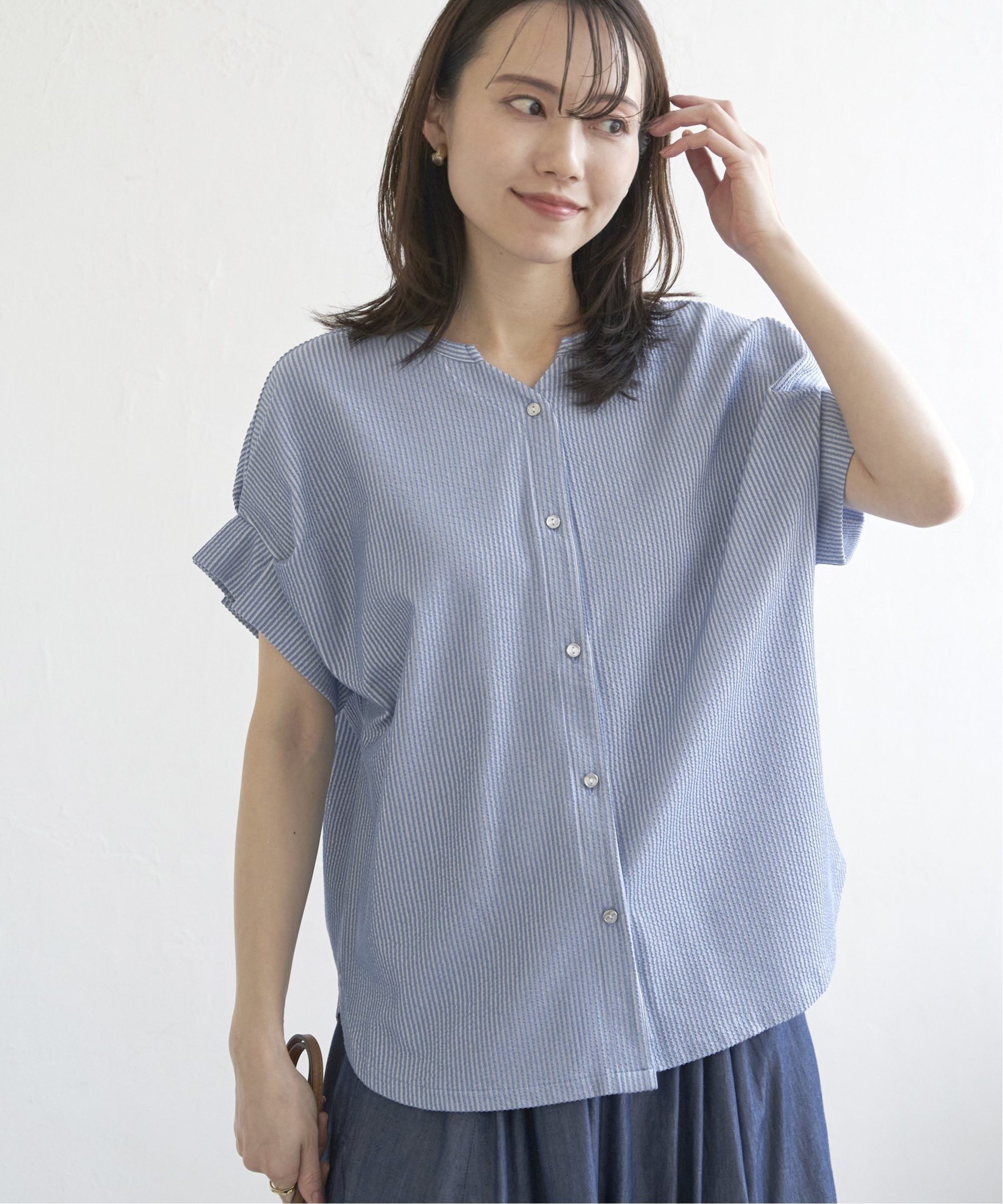 【イッカ/ikka】のシアサッカー2WAY袖タックプルオーバー インテリア・キッズ・メンズ・レディースファッション・服の通販 founy(ファニー)  ファッション Fashion レディースファッション Fashion for Women トップス・カットソー Cut & Sew Tops カジュアルプルオーバー・ニットトップス Pullovers & Knit Tops / Casual Pullovers ストライプ Stripe, Striped Pattern フラット Flat, Flat Shoes 夏 Summer ブルー|ID: prp329100004745130 ipo3291000000034300984