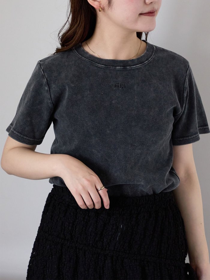 【エヘカソポ/ehka sopo】のアシッドウォッシュテレコカットソー インテリア・キッズ・メンズ・レディースファッション・服の通販 founy(ファニー) https://founy.com/ ファッション Fashion レディースファッション Fashion for Women トップス・カットソー Cut & Sew Tops カットソー・ベーシックTシャツ Cut-and-Sewn Tops / Stretch Tees & Basics おすすめ Recommended / Our Picks カットソー Cut and Sewn Top テレコ Ribbed, Rib Stitch フロント Front, Front Design ワンポイント One Point, Statement Accent |ID: prp329100004745139 ipo3291000000034301119