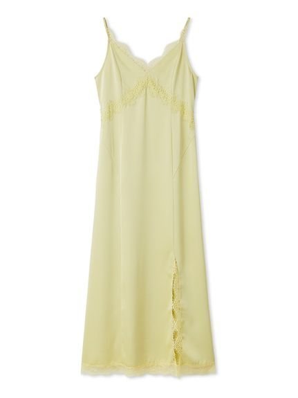 【フレイ アイディー/FRAY I.D】のWEB限定カラー レーストリムキャミワンピース インテリア・キッズ・メンズ・レディースファッション・服の通販 founy(ファニー) 　ファッション　Fashion　レディースファッション　Fashion for Women　ワンピース　Dresses　キャミソールワンピース　Camisole Dresses　キャミソール　Camisole, Spaghetti Strap Top　今季　This Season, Current Season　サテン　Satin, Glossy Fabric　スマート　Smart, Elegant　スリット　Slit, Slit Detail　タートル　Turtleneck, Turtle Collar　トレンド　Trend, Trending Now　レース　Lace, Lace Fabric　おすすめ　Recommended / Our Picks　エレガント 上品　Elegant　LIME[022]|ID: prp329100004745164 ipo3291000000034301385