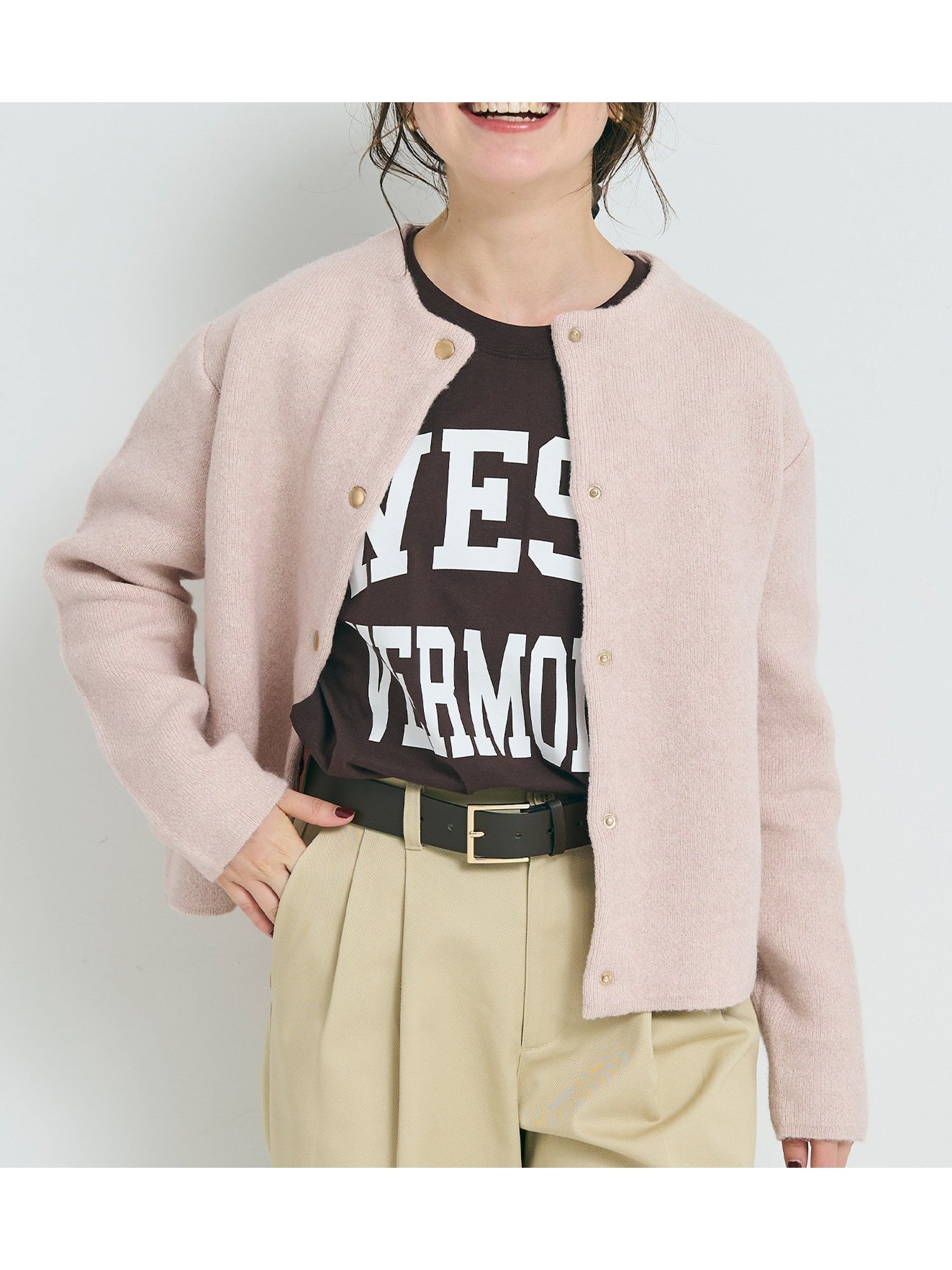 【コカ/COCA】のダブルフェイスニットカーディガン インテリア・キッズ・メンズ・レディースファッション・服の通販 founy(ファニー) 　ファッション　Fashion　レディースファッション　Fashion for Women　トップス・カットソー　Cut & Sew Tops　ニット　Knit Tops & Sweaters　カーディガン・羽織り　Layered Style Cardigans　Lt.pink|ID: prp329100004745229 ipo3291000000034302236