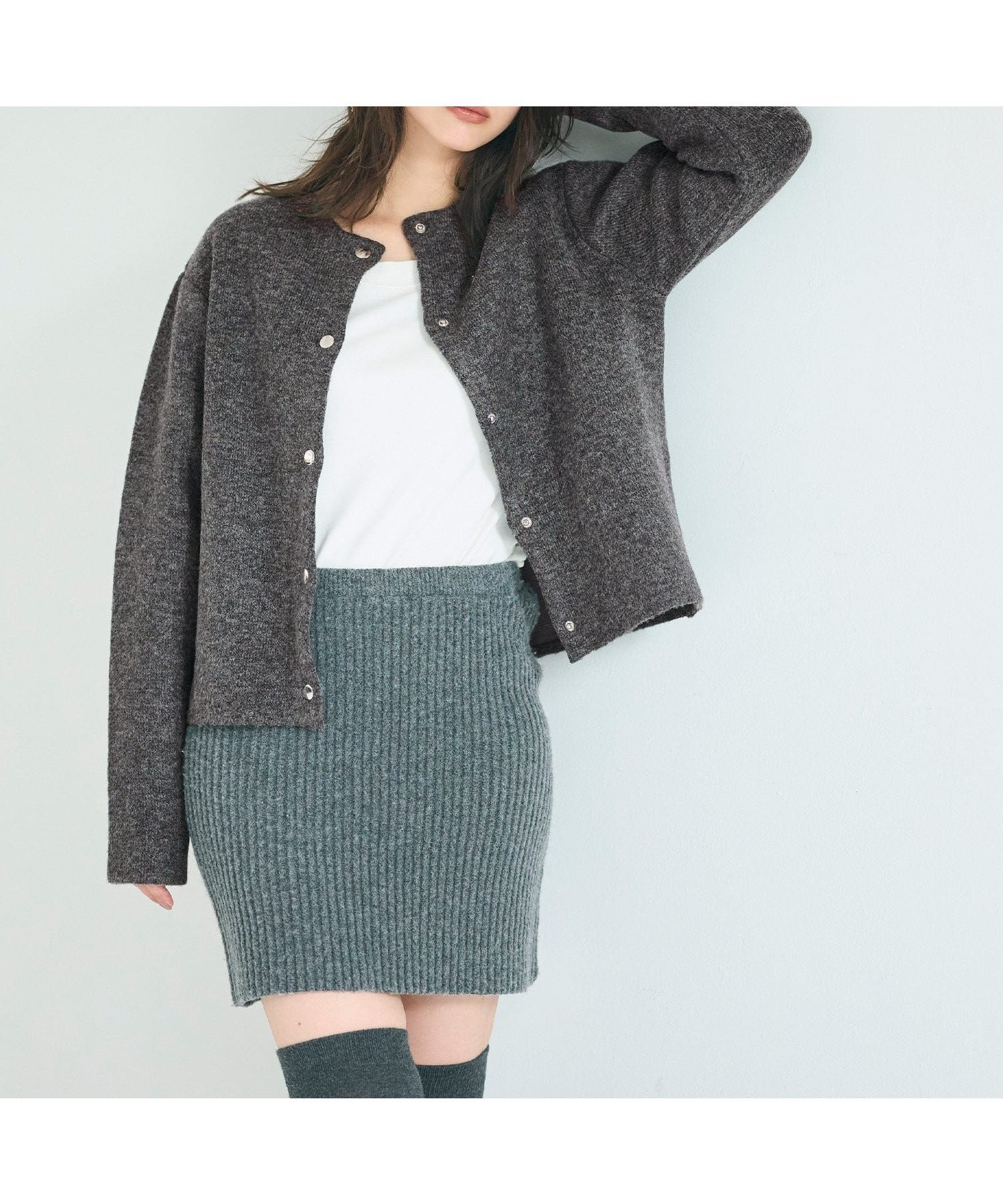 【コカ/COCA】のダブルフェイスニットカーディガン インテリア・キッズ・メンズ・レディースファッション・服の通販 founy(ファニー) 　ファッション　Fashion　レディースファッション　Fashion for Women　トップス・カットソー　Cut & Sew Tops　ニット　Knit Tops & Sweaters　カーディガン・羽織り　Layered Style Cardigans　Charcoal|ID: prp329100004745229 ipo3291000000034302239