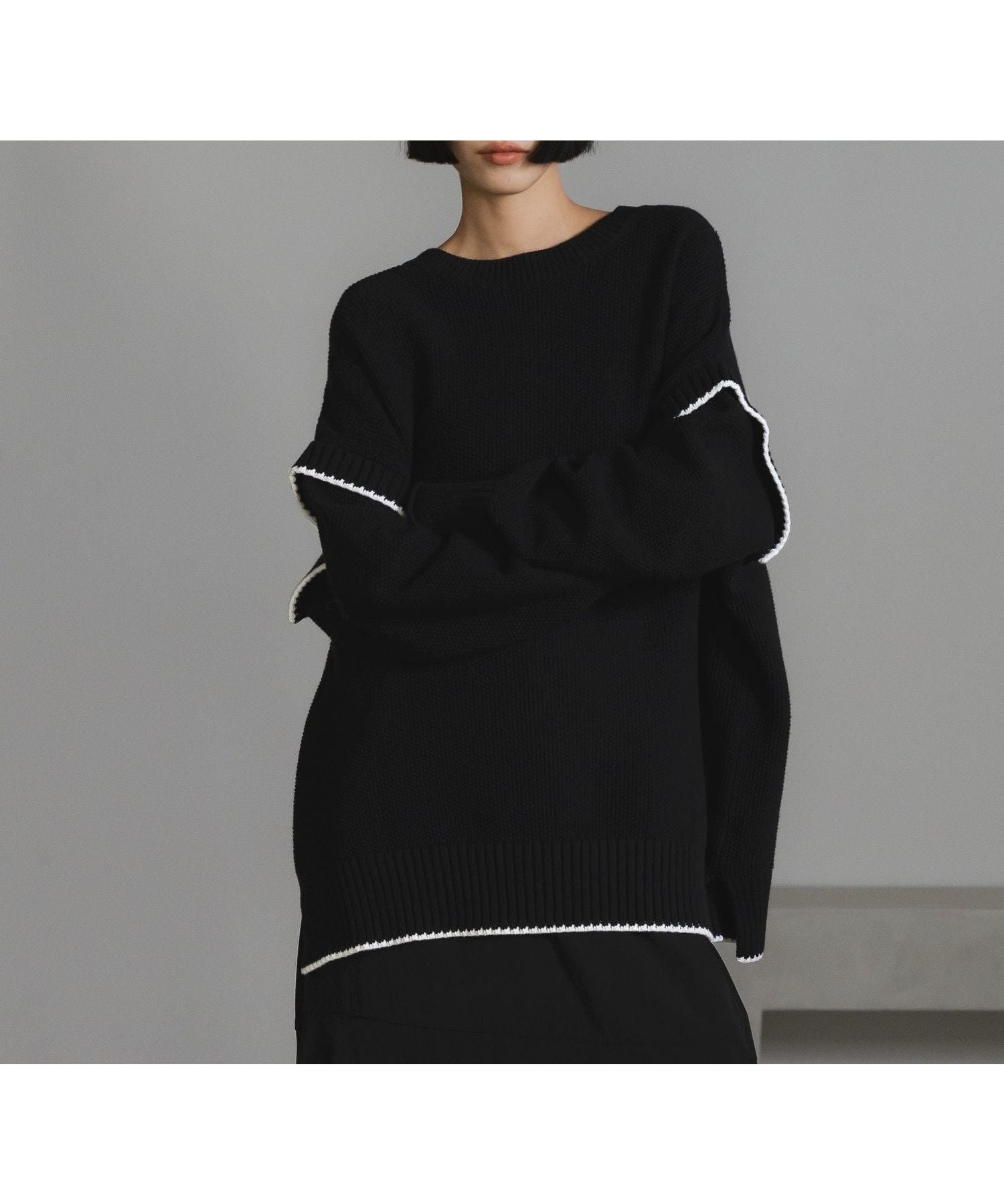 【ローリーズファーム/LOWRYS FARM】の2WAYハイショクステッチプルオーバー インテリア・キッズ・メンズ・レディースファッション・服の通販 founy(ファニー) 　ファッション　Fashion　レディースファッション　Fashion for Women　トップス・カットソー　Cut & Sew Tops　カジュアルプルオーバー・ニットトップス　Pullovers & Knit Tops / Casual Pullovers　アクリル　Acrylic Material　シンプル　Simple, Minimal　定番　Standard, Basic Item　楽ちん　Easy Fit, Comfortable　A/W・秋冬　Autumn/Winter　ブラック|ID: prp329100004745230 ipo3291000000034780895