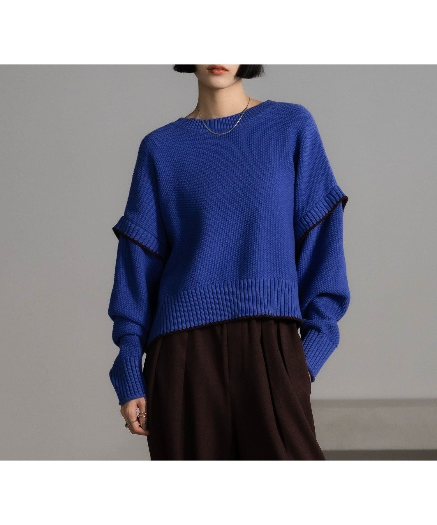 【ローリーズファーム/LOWRYS FARM】の2WAYハイショクステッチプルオーバー インテリア・キッズ・メンズ・レディースファッション・服の通販 founy(ファニー) 　ファッション　Fashion　レディースファッション　Fashion for Women　トップス・カットソー　Cut & Sew Tops　カジュアルプルオーバー・ニットトップス　Pullovers & Knit Tops / Casual Pullovers　アクリル　Acrylic Material　シンプル　Simple, Minimal　定番　Standard, Basic Item　楽ちん　Easy Fit, Comfortable　A/W・秋冬　Autumn/Winter　ブルー|ID: prp329100004745230 ipo3291000000034780908