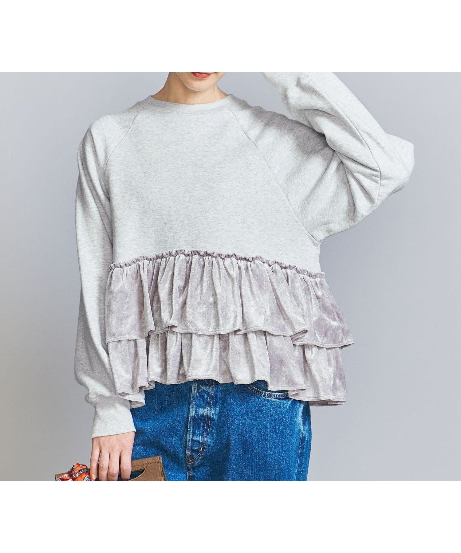 【ユナイテッドアローズ/UNITED ARROWS】のスウェット*ベロアティアード プルオーバー 人気、トレンドファッション・服の通販 founy(ファニー) 　ファッション　Fashion　レディースファッション　Fashion for Women　トップス・カットソー　Cut & Sew Tops　レディースパーカー・カジュアルフーディー　Casual Hoodies & Sweatshirts　カジュアルプルオーバー・ニットトップス　Pullovers & Knit Tops / Casual Pullovers　スウェット・クルーネックトップス　Sweatshirts & Crewnecks / Relaxed Fit Sweat Tops　ベロアトップス　Velour Tops / Velvet-Look Items　秋　Autumn　ガーリー　Girly, Feminine Style　ギャザー　Gathered, Ruffled　クラッシュ　Distressed, Crashed Style　スウェット / スエット　Sweatshirt, Sweatwear　スニーカー　Sneakers, Trainers　スポーティ　Sporty, Casual Athletic　スリーブ　Sleeve, Long Sleeve / Short Sleeve　デニム　Denim, Jeans Material　ハーフ　Half, Half-Length　ベロア　Velour, Soft Velvet　ミックス　Mix, Mixed Style　リラックス　Relax, Relaxed Fit　ロング　Long, Long-Length　アウトレット　Outlet / Clearance　おすすめ　Recommended / Our Picks　お家時間・ステイホーム　Stay Home / At Home　 other-1|ID: prp329100004745357 ipo3291000000034453277