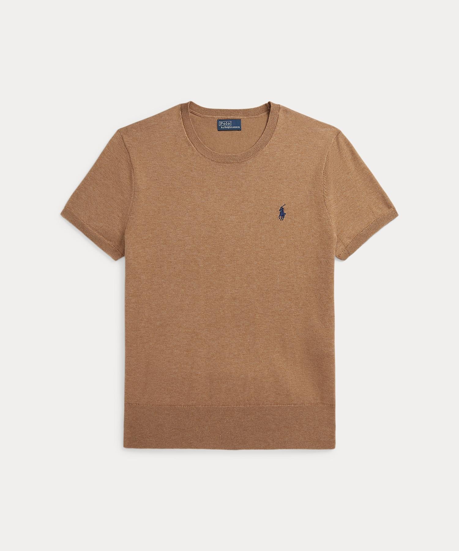 【ラルフローレン/RALPH LAUREN】のショートスリーブ クルーネック セーター インテリア・キッズ・メンズ・レディースファッション・服の通販 founy(ファニー) 　ファッション　Fashion　レディースファッション　Fashion for Women　カフス　Cuff Design　クラシック　Classic, Timeless Style　ショート　Short, Short Length　スリム　Slim, Slim Fit　スリーブ　Sleeve, Long Sleeve / Short Sleeve　セーター　Sweater, Knitwear　フィット　Fit, Slim Fit　リブニット　Rib Knit, Ribbed Knit　半袖　Short Sleeve, Half Sleeve　260ブラウン|ID: prp329100004745498 ipo3291000000034693094