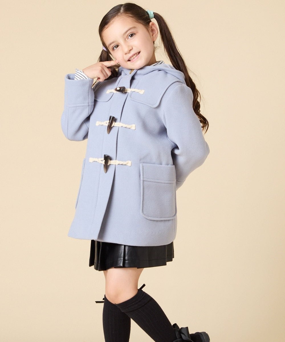 【アー ヴェー ヴェー/a.v.v / KIDS】の100-160 【アウター人気NO.1】【選べる5色展開/お家で洗える】ライトフェイクウールダッフルコート インテリア・キッズ・メンズ・レディースファッション・服の通販 founy(ファニー) 　ファッション　Fashion　キッズファッション　Fashion for Kids　アウター　Coat Outerwear /Kids　洗える　Machine Washable　シンプル　Simple, Minimal　ダッフルコート　Duffle Coat, Toggle Coat　チェック　Check, Plaid, Tartan　トレンド　Trend, Trending Now　定番　Standard, Basic Item　人気　Popular, Best Seller　フォーマル　Formal, Dressy　フロント　Front, Front Design　ボトム　Bottoms, Lower Wear　ポケット　Pocket, Pocket Detail　防寒　Cold Protection, Winter-Ready　ミドル　Middle Length, Mid Height　楽ちん　Easy Fit, Comfortable　冬　Winter / This Winter　A/W・秋冬　Autumn/Winter　再入荷　Restock / Back in Stock　おすすめ　Recommended / Our Picks　エレガント 上品　Elegant　ライトブルー|ID: prp329100004745521 ipo3291000000034547106
