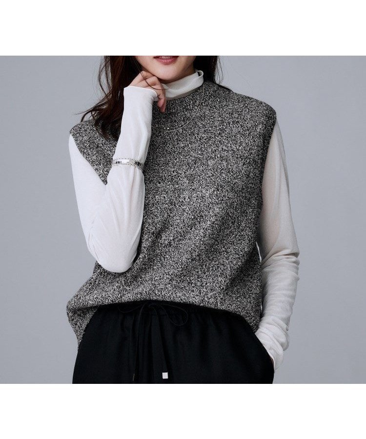 【アンタイトル/UNTITLED】の【重ね着レイヤードに】杢調ニットベスト インテリア・キッズ・メンズ・レディースファッション・服の通販 founy(ファニー)  ファッション Fashion レディースファッション Fashion for Women アウター Coat / Outerwear Collection トップス・カットソー Cut & Sew Tops ニット Knit Tops & Sweaters ベスト&ジレ / 重ね着スタイル Vests & Gilets インナー Innerwear 秋 Autumn シルク Silk, 100% Silk スマート Smart, Elegant ツイード Twill, Twill Weave トレンド Trend, Trending Now 長袖 Long Sleeve, Full Sleeve バランス Balance, Style Balance ベスト Vest, Waistcoat ベーシック Basic, Essential ボトム Bottoms, Lower Wear 半袖 Short Sleeve, Half Sleeve おすすめ Recommended / Our Picks 夏 Summer ブラック|ID: prp329100004745526 ipo3291000000034307169