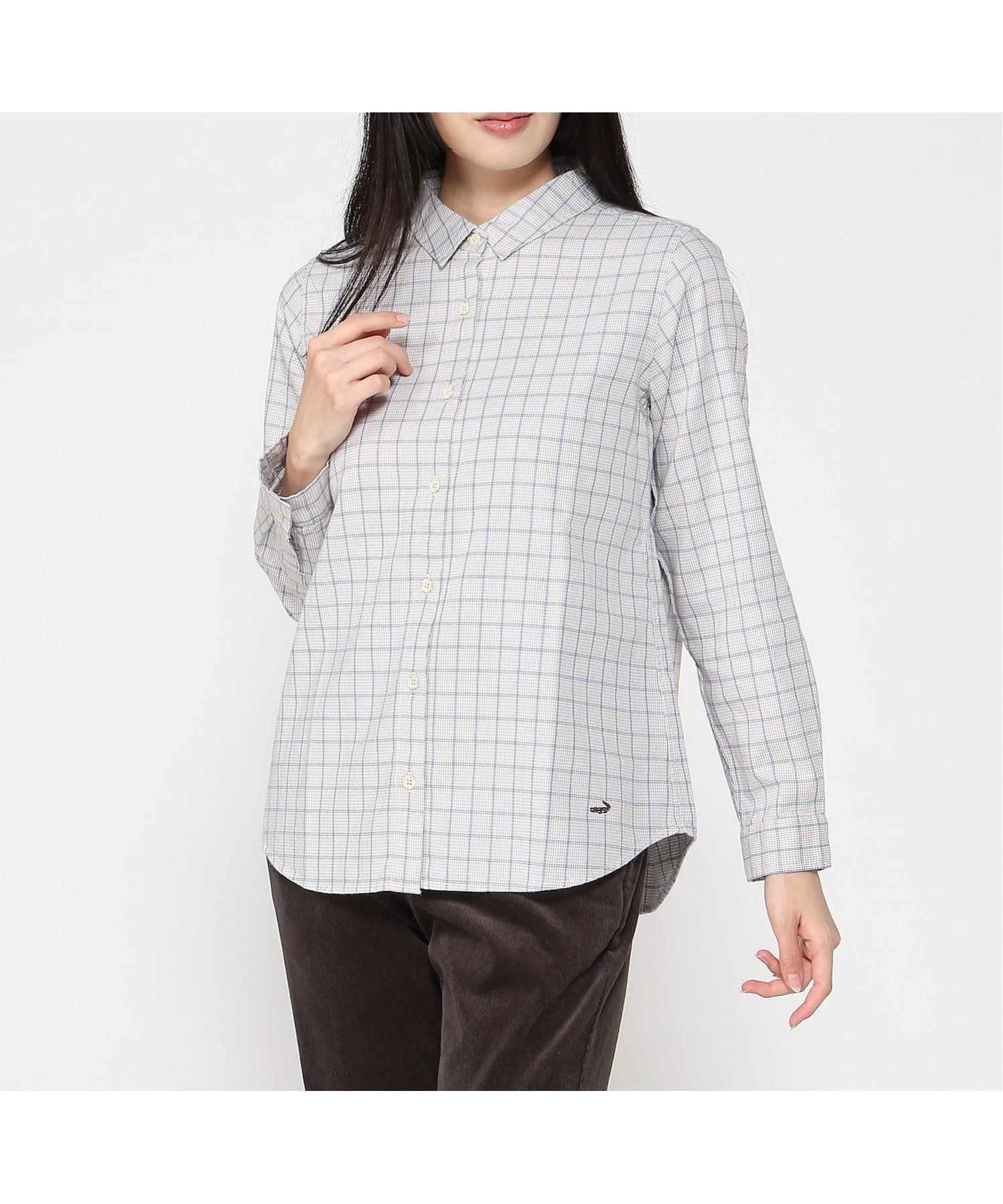 【クロコダイル/CROCODILE】のコットンブレンド チェック柄 ブラウス インテリア・キッズ・メンズ・レディースファッション・服の通販 founy(ファニー)  ファッション Fashion レディースファッション Fashion for Women トップス・カットソー Cut & Sew Tops シャツ・ブラウス・オフィスカジュアル Elegant Blouses & Button-Ups インナー Innerwear ジャケット Jacket, Outerwear チェック Check, Plaid, Tartan 冬 Winter / This Winter オフホワイト|ID: prp329100004745828 ipo3291000000034310181