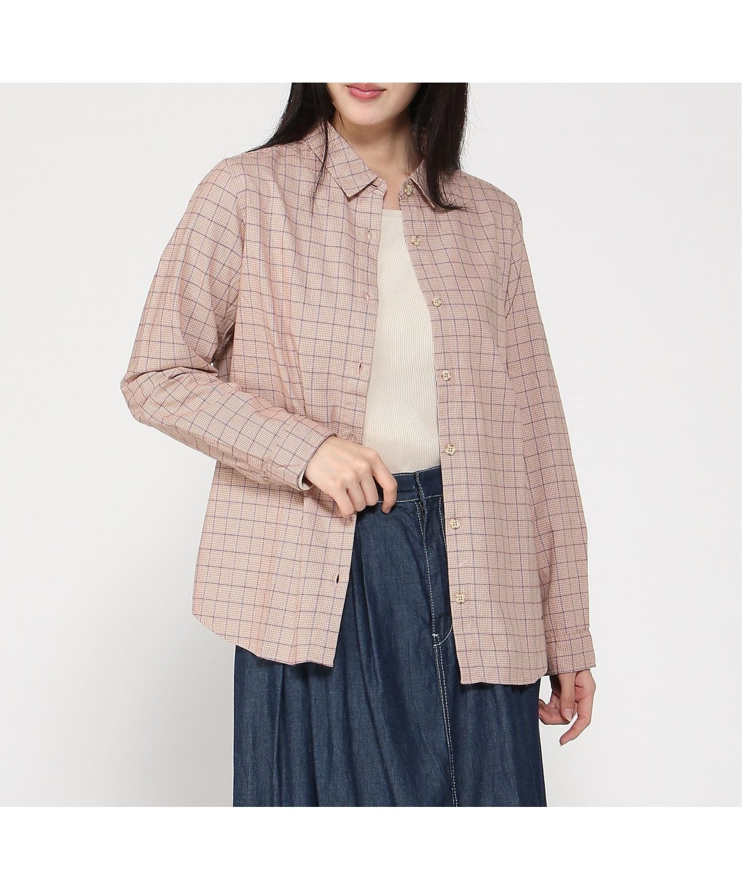 【クロコダイル/CROCODILE】のコットンブレンド チェック柄 ブラウス インテリア・キッズ・メンズ・レディースファッション・服の通販 founy(ファニー)  ファッション Fashion レディースファッション Fashion for Women トップス・カットソー Cut & Sew Tops シャツ・ブラウス・オフィスカジュアル Elegant Blouses & Button-Ups インナー Innerwear ジャケット Jacket, Outerwear チェック Check, Plaid, Tartan 冬 Winter / This Winter ピンク|ID: prp329100004745828 ipo3291000000034310185