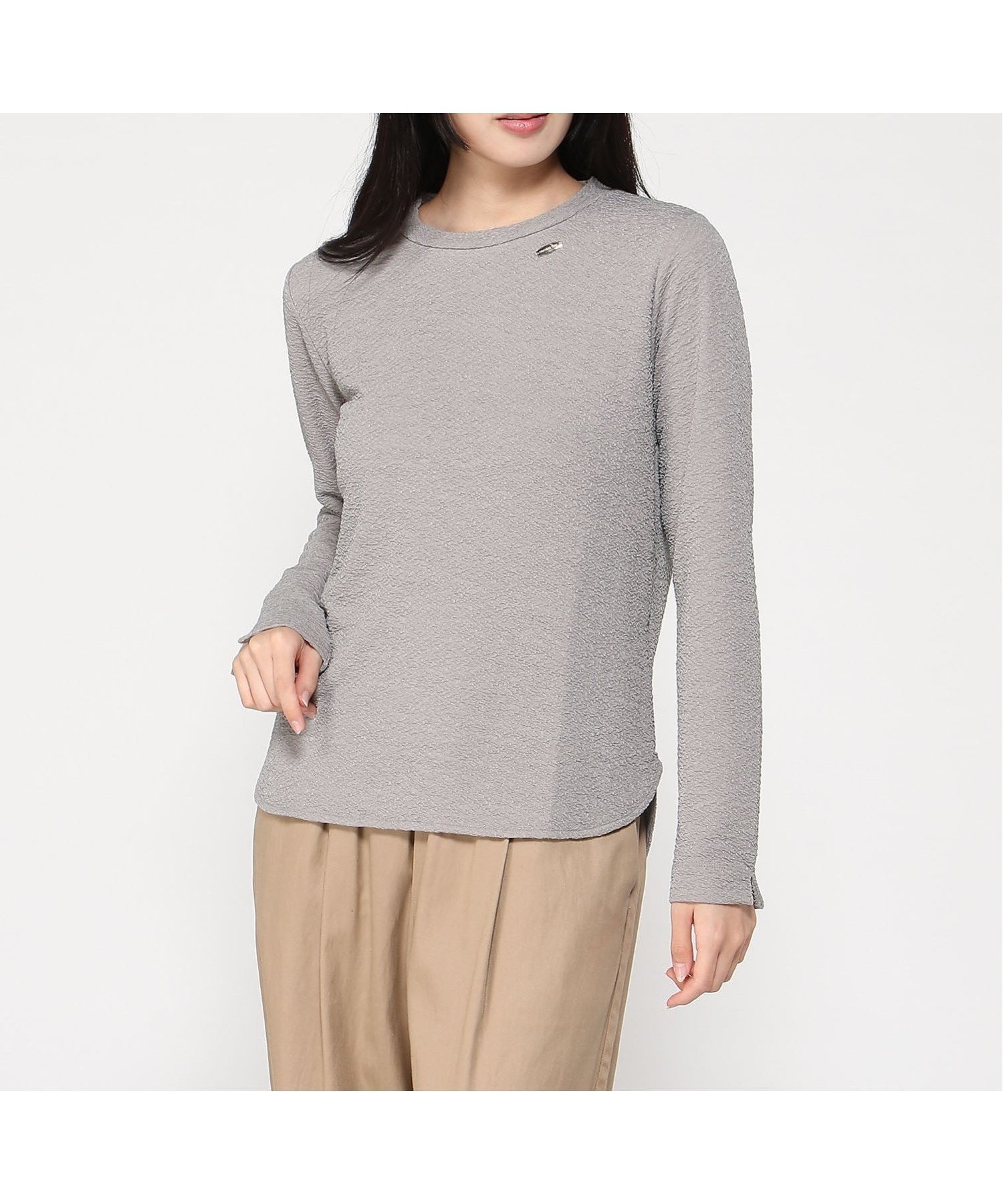 【クロコダイル/CROCODILE】のジャカード デザイン Tシャツ インテリア・キッズ・メンズ・レディースファッション・服の通販 founy(ファニー)  ファッション Fashion レディースファッション Fashion for Women トップス・カットソー Cut & Sew Tops シャツ・ブラウス・オフィスカジュアル Elegant Blouses & Button-Ups ロングTシャツ・Tシャツ Longline T-Shirts & Tees ジャカード/ジャガード Jacquard, Woven Pattern エレガント 上品 Elegant グレージュ|ID: prp329100004745837 ipo3291000000034310285