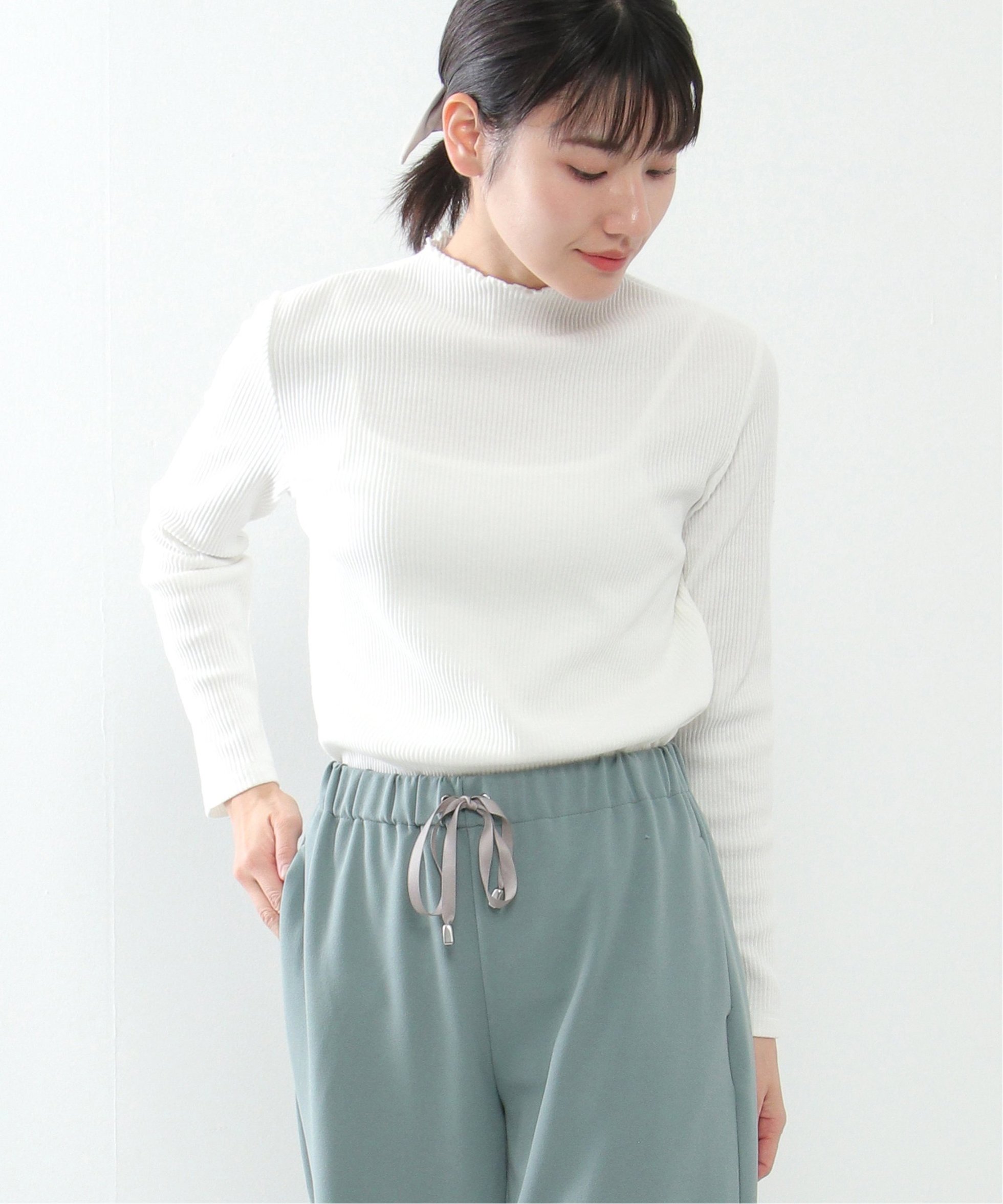 【イッカ/ikka】のサンカクテレコ長袖T インテリア・キッズ・メンズ・レディースファッション・服の通販 founy(ファニー)  ファッション Fashion レディースファッション Fashion for Women トップス・カットソー Cut & Sew Tops インナー Innerwear カットソー Cut and Sewn Top カーディガン Cardigan, Knitwear テレコ Ribbed, Rib Stitch フリル Frill, Ruffle ボーダー Border, Stripe 定番 Standard, Basic Item 春 Spring 長袖 Long Sleeve, Full Sleeve オフホワイト|ID: prp329100004745844 ipo3291000000034310370