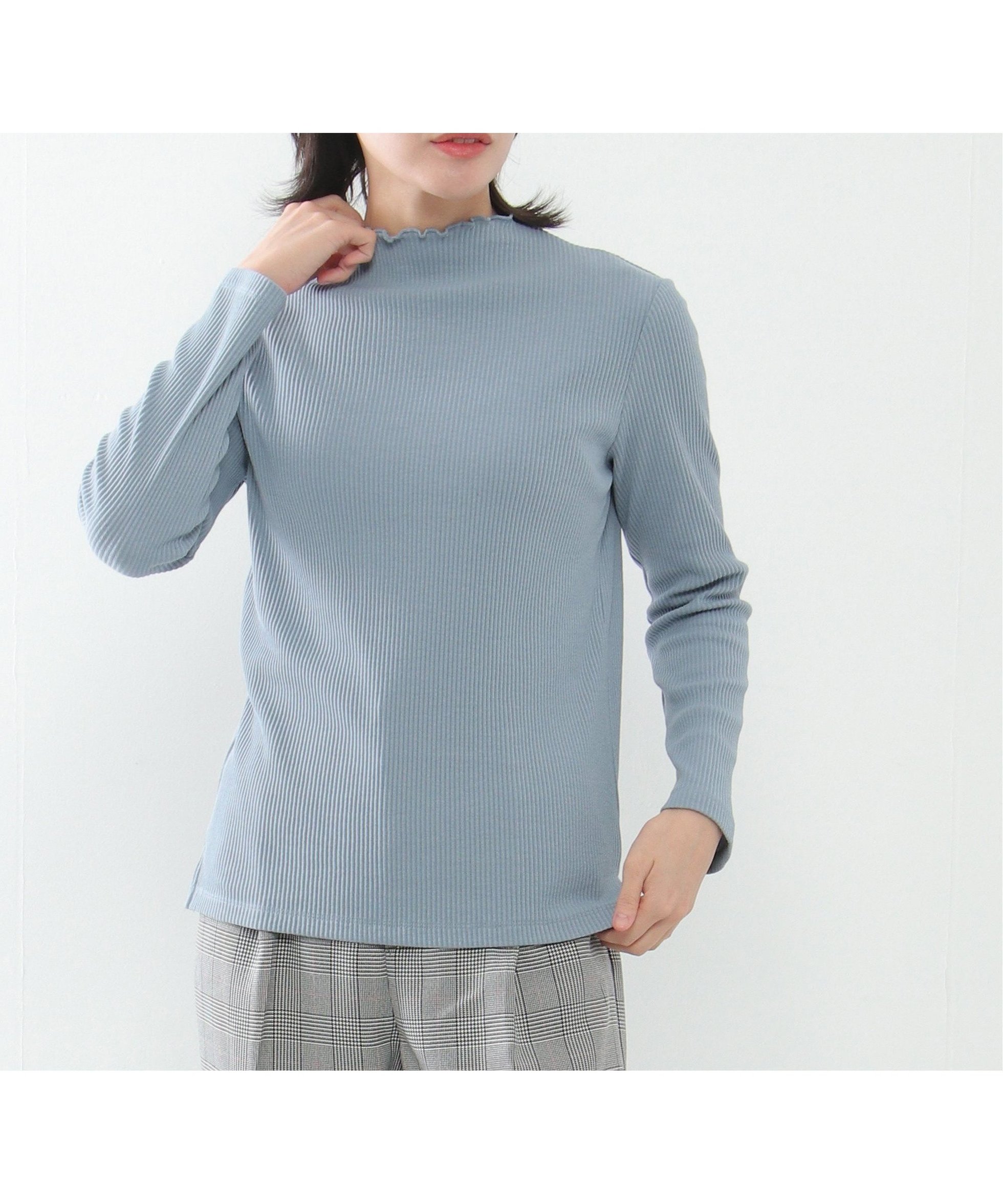 【イッカ/ikka】のサンカクテレコ長袖T インテリア・キッズ・メンズ・レディースファッション・服の通販 founy(ファニー)  ファッション Fashion レディースファッション Fashion for Women トップス・カットソー Cut & Sew Tops インナー Innerwear カットソー Cut and Sewn Top カーディガン Cardigan, Knitwear テレコ Ribbed, Rib Stitch フリル Frill, Ruffle ボーダー Border, Stripe 定番 Standard, Basic Item 春 Spring 長袖 Long Sleeve, Full Sleeve スカイブルー|ID: prp329100004745844 ipo3291000000034310373