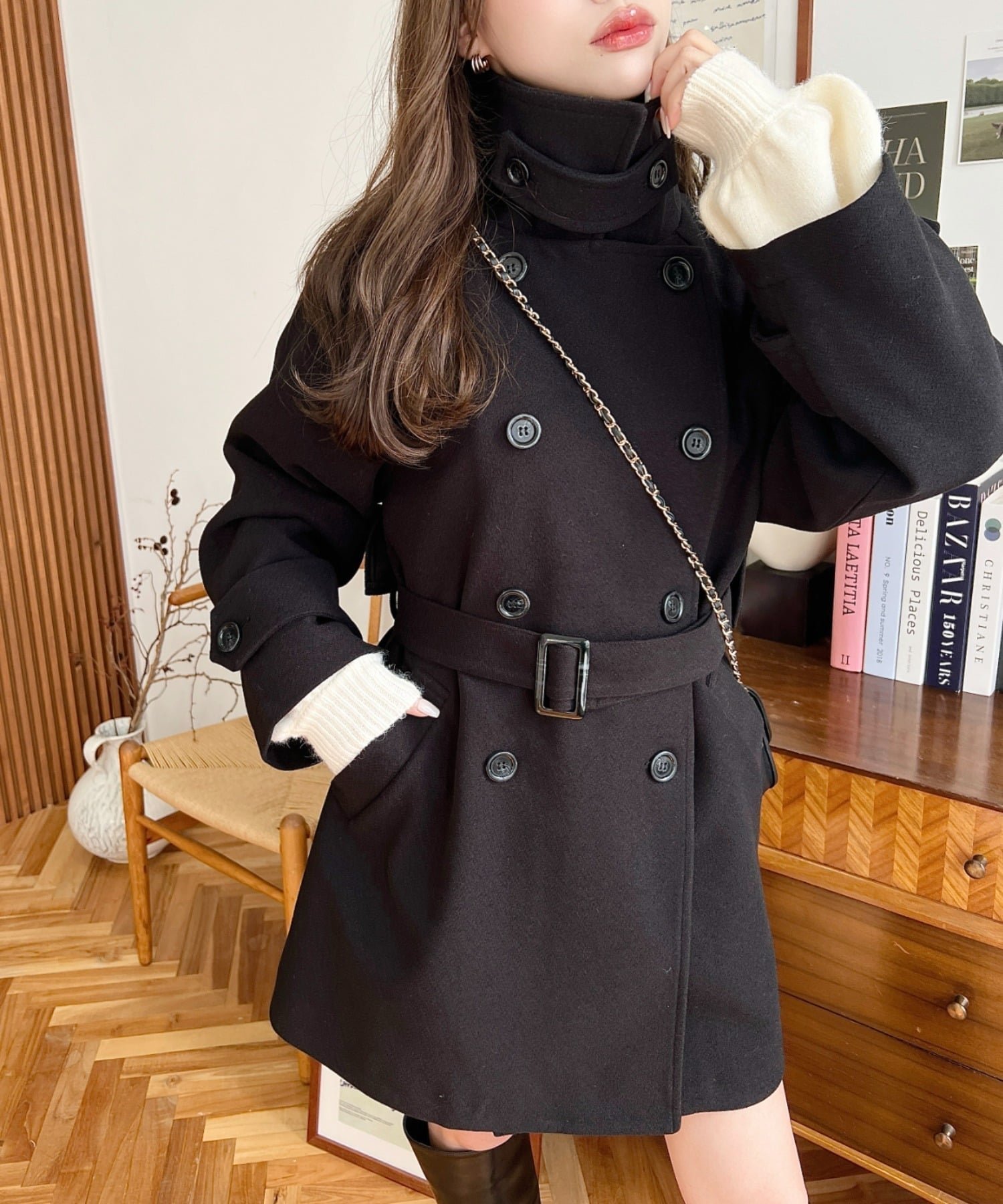 【モーメントプラス/moment+ / MEN】のライトニットメルトン2WAYカラーアレンジミドル丈トレンチコート インテリア・キッズ・メンズ・レディースファッション・服の通販 founy(ファニー) 　ファッション　Fashion　メンズファッション　Fashion for Men　コンパクト　Compact, Small Size　ショート　Short, Short Length　スタンド　Stand Collar, Upright Stand　スラックス　Slacks, Dress Pants　セーター　Sweater, Knitwear　デニム　Denim, Jeans Material　トレンチ　Trench, Trench Coat　トレンド　Trend, Trending Now　定番　Standard, Basic Item　フェミニン　Feminine, Girly　フェルト　Felt, Felt Fabric　フロント　Front, Front Design　ベーシック　Basic, Essential　ボトム　Bottoms, Lower Wear　ポケット　Pocket, Pocket Detail　防寒　Cold Protection, Winter-Ready　ミドル　Middle Length, Mid Height　メルトン　Melton, Heavy Wool　ロング　Long, Long-Length　再入荷　Restock / Back in Stock　プチプライス・低価格　Affordable / Budget Price　エレガント 上品　Elegant　ブラック|ID: prp329100004745860 ipo3291000000034718139