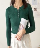 【アミュレット/Amulet】の【Dewlily】長袖リブニットトップス 人気、トレンドファッション・服の通販 founy(ファニー) ファッション Fashion レディースファッション Fashion for Women トップス・カットソー Cut & Sew Tops ニット Knit Tops & Sweaters シンプル Simple, Minimal フィット Fit, Slim Fit フォーマル Formal, Dressy フロント Front, Front Design A/W・秋冬 Autumn/Winter 長袖 Long Sleeve, Full Sleeve thumbnail グリーン|ID: prp329100004745874 ipo3291000000034310599