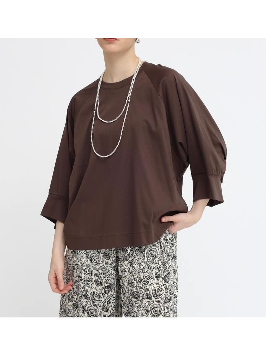 【ラシュッド/LASUD】のNORITAKE スーピマコットンドルマンカットソー インテリア・キッズ・メンズ・レディースファッション・服の通販 founy(ファニー)  ファッション Fashion レディースファッション Fashion for Women トップス・カットソー Cut & Sew Tops カットソー・ベーシックTシャツ Cut-and-Sewn Tops / Stretch Tees & Basics カットソー Cut and Sewn Top シンプル Simple, Minimal ストレッチ Stretch, Stretchy Fabric ポンチョ Poncho, Cape Style エレガント 上品 Elegant ダークブラウン|ID: prp329100004745906 ipo3291000000034310955